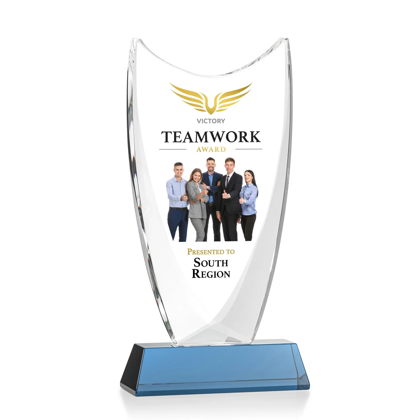 Customized Optical Crystal Upright Award With Tapered Concave Top, awards for corporate award ceremonies
