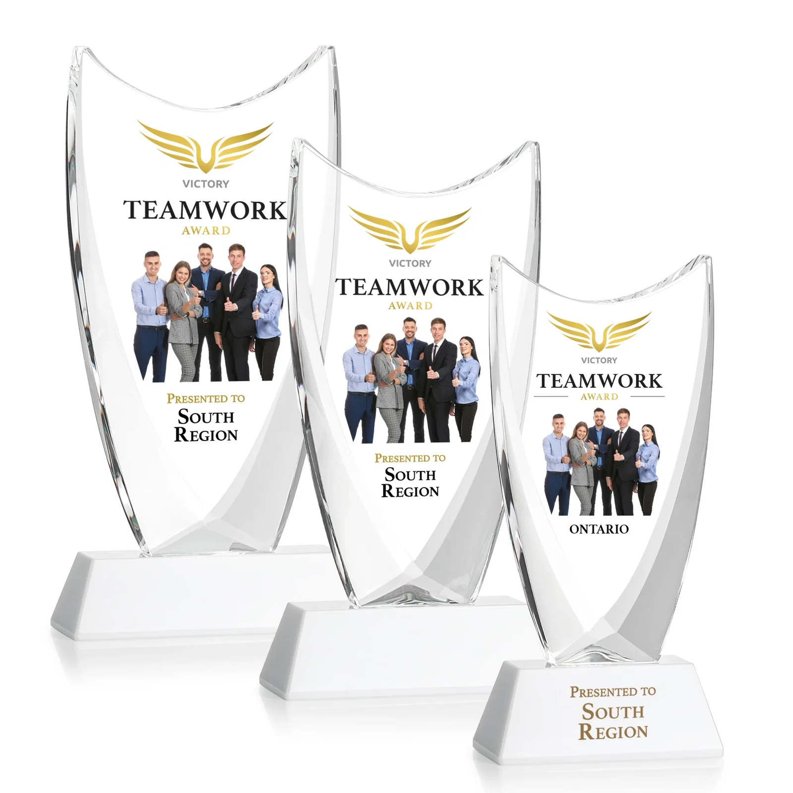 Customized Optical Crystal Upright Award With Tapered Concave Top, awards for service anniversary gifts