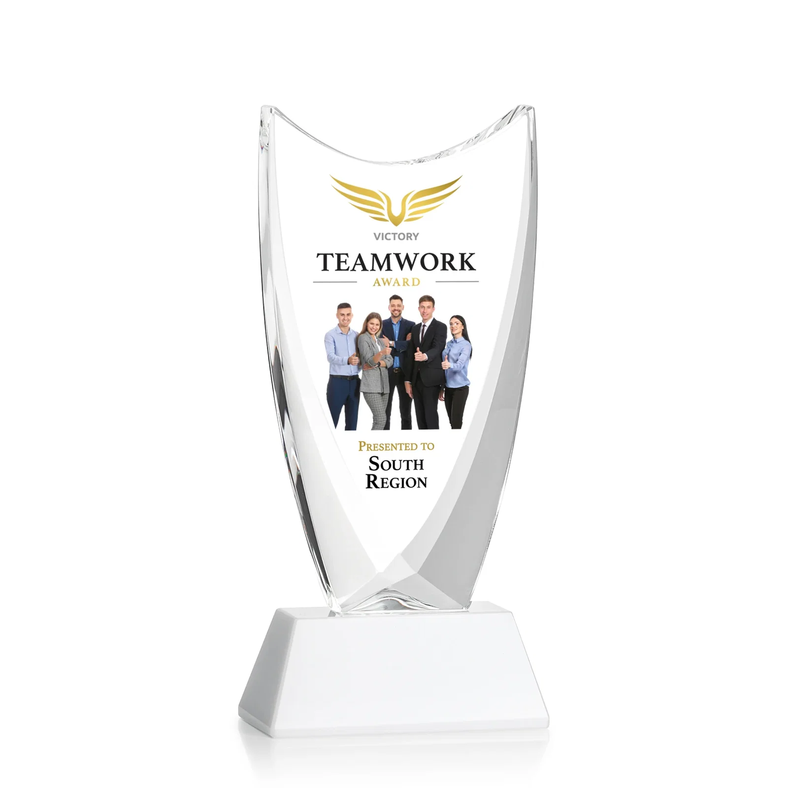 Customized Optical Crystal Upright Award With Tapered Concave Top, awards for sales achievement awards