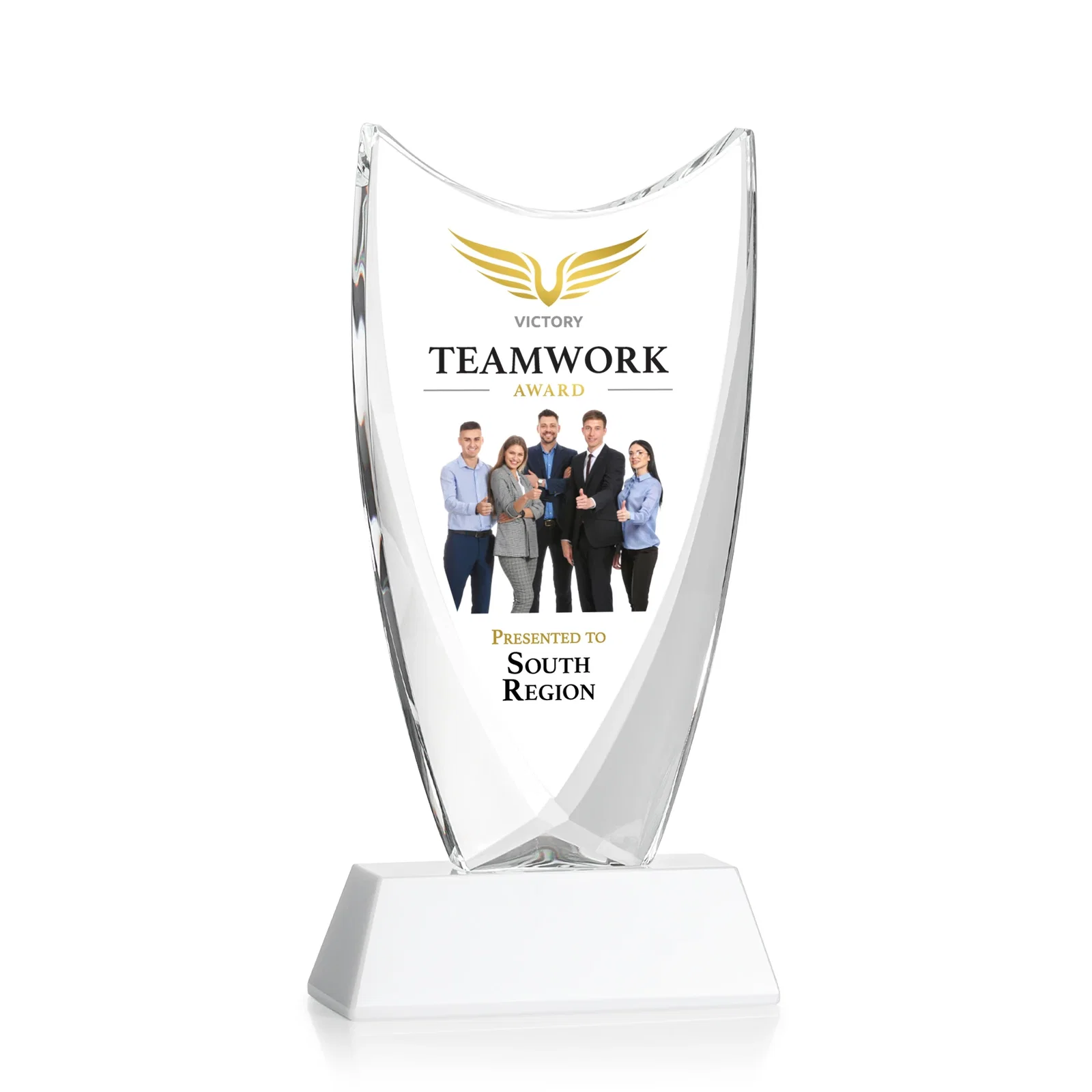 Customized Optical Crystal Upright Award With Tapered Concave Top, awards for retirement presentations