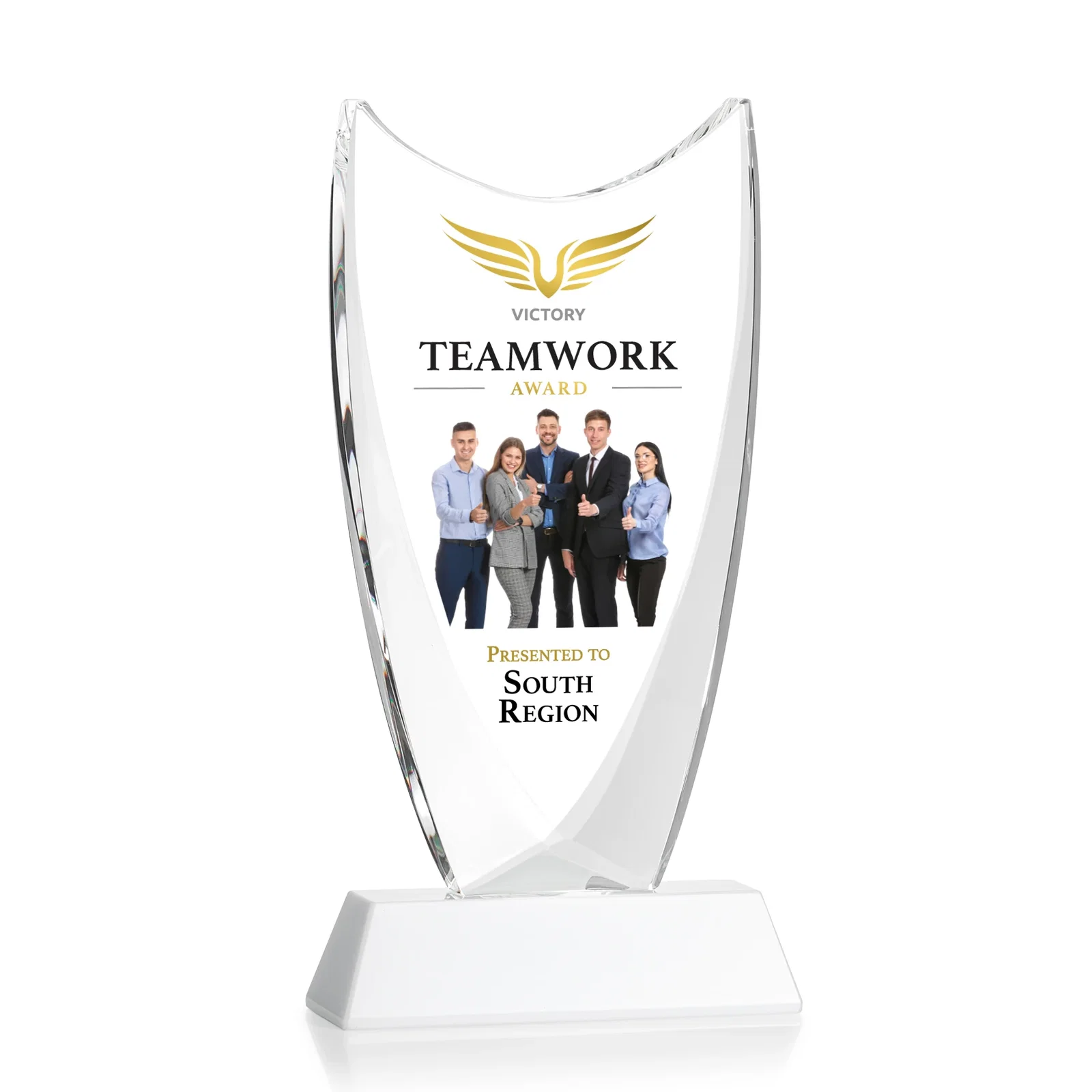 Customized Optical Crystal Upright Award With Tapered Concave Top, awards for team milestone celebrations