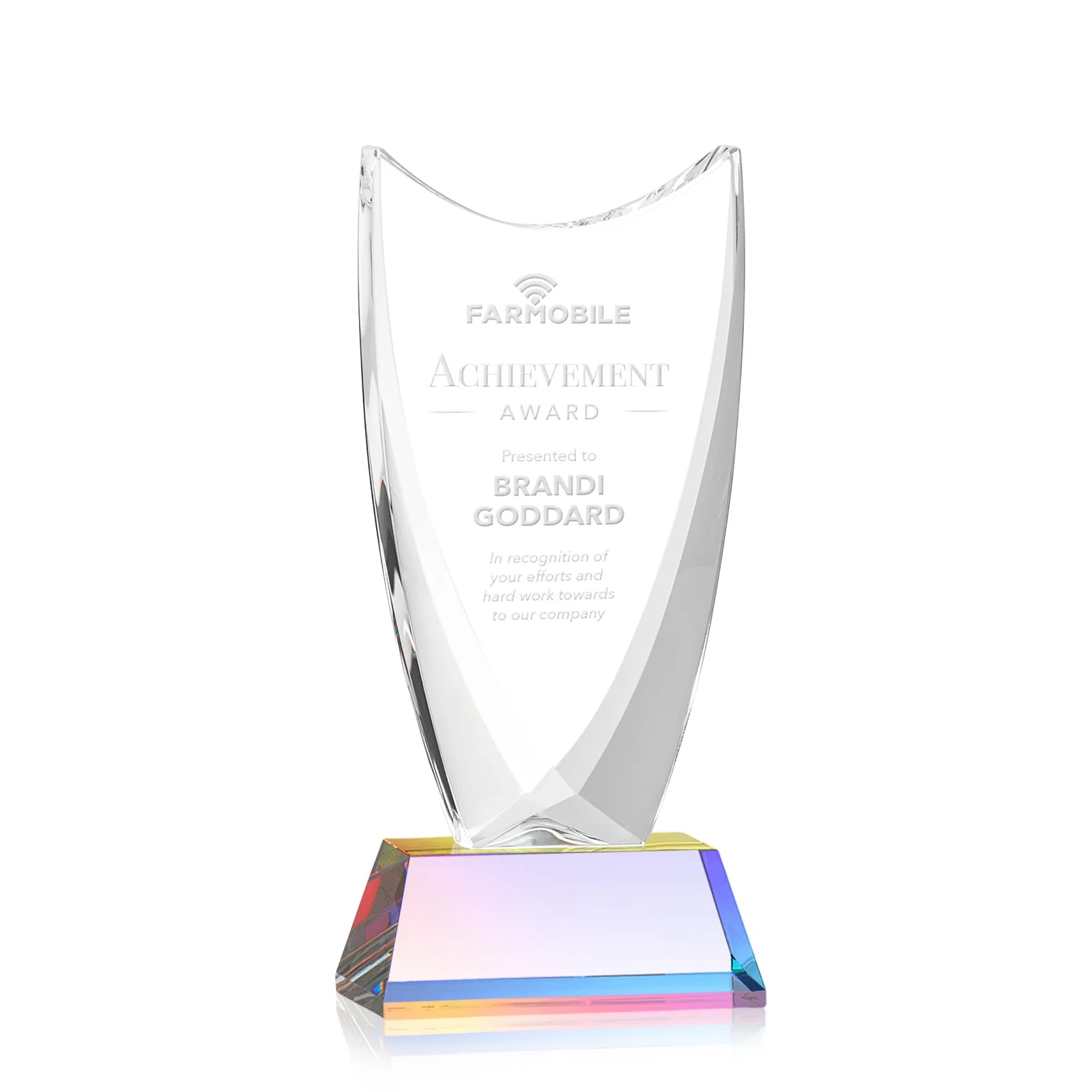 Customized Optical Crystal Upright Award With Tapered Concave Top, awards for graduation ceremonies