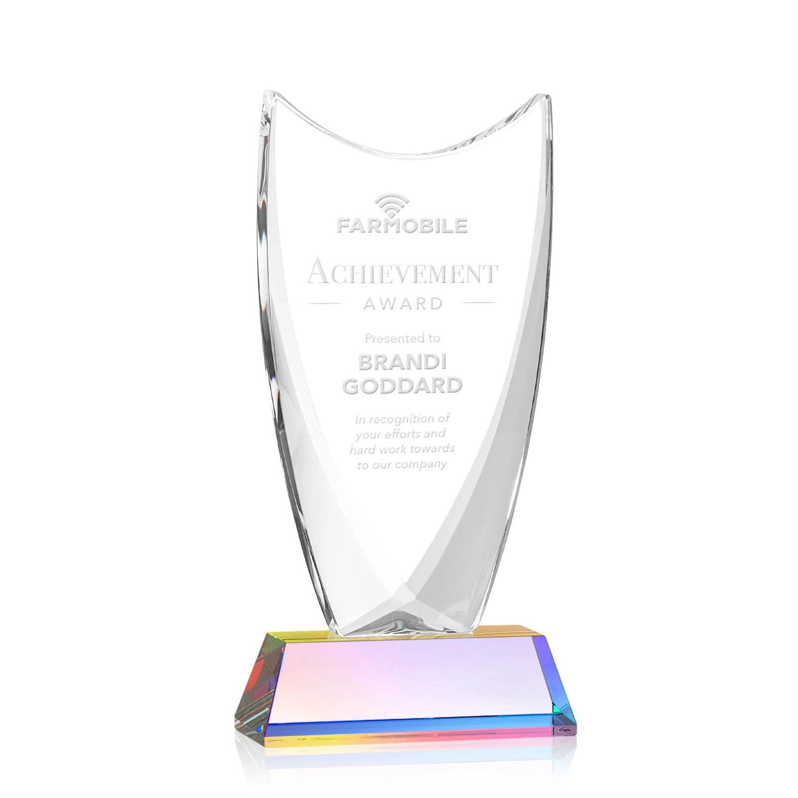 Customized Optical Crystal Upright Award With Tapered Concave Top, awards for safety achievement programs