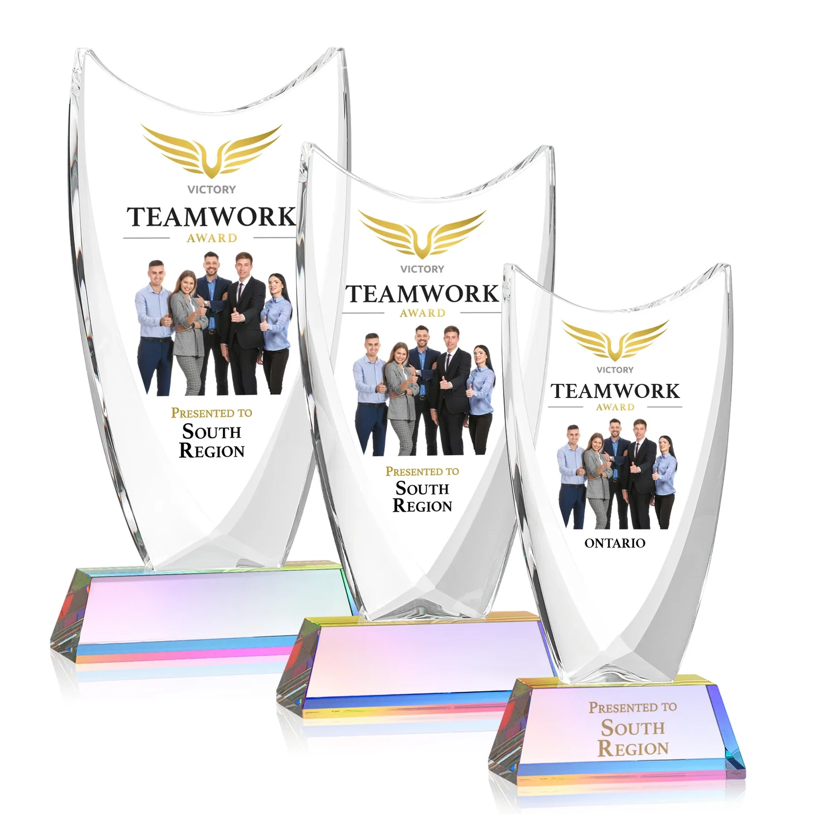 Customized Optical Crystal Upright Award With Tapered Concave Top, awards for dealer and partner awards