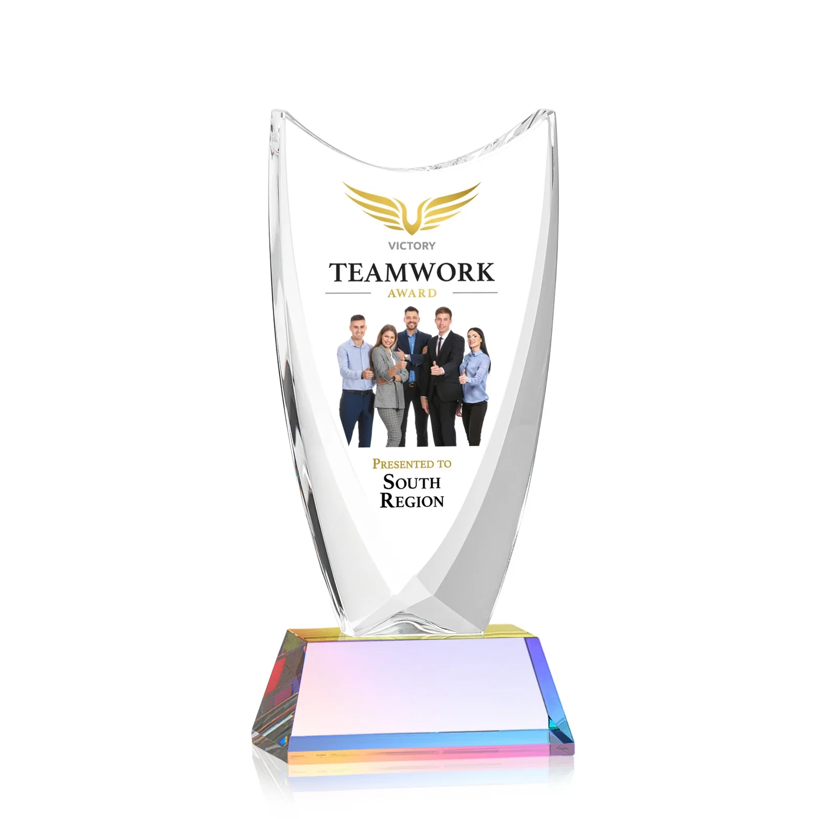Customized Optical Crystal Upright Award With Tapered Concave Top, awards for company anniversary events