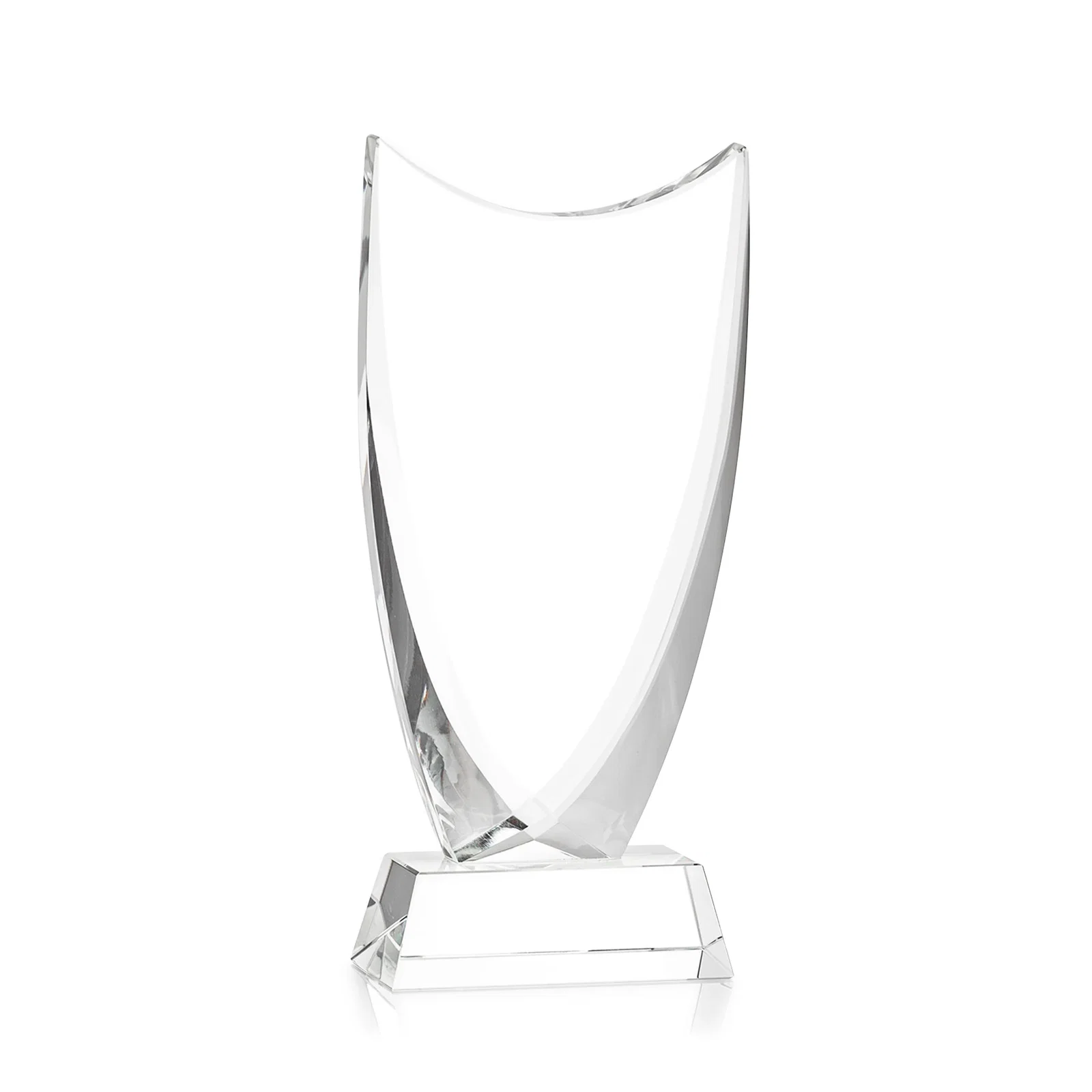 Custom engraved Optical Crystal Upright Award With Tapered Concave Top, awards for sales achievement awards