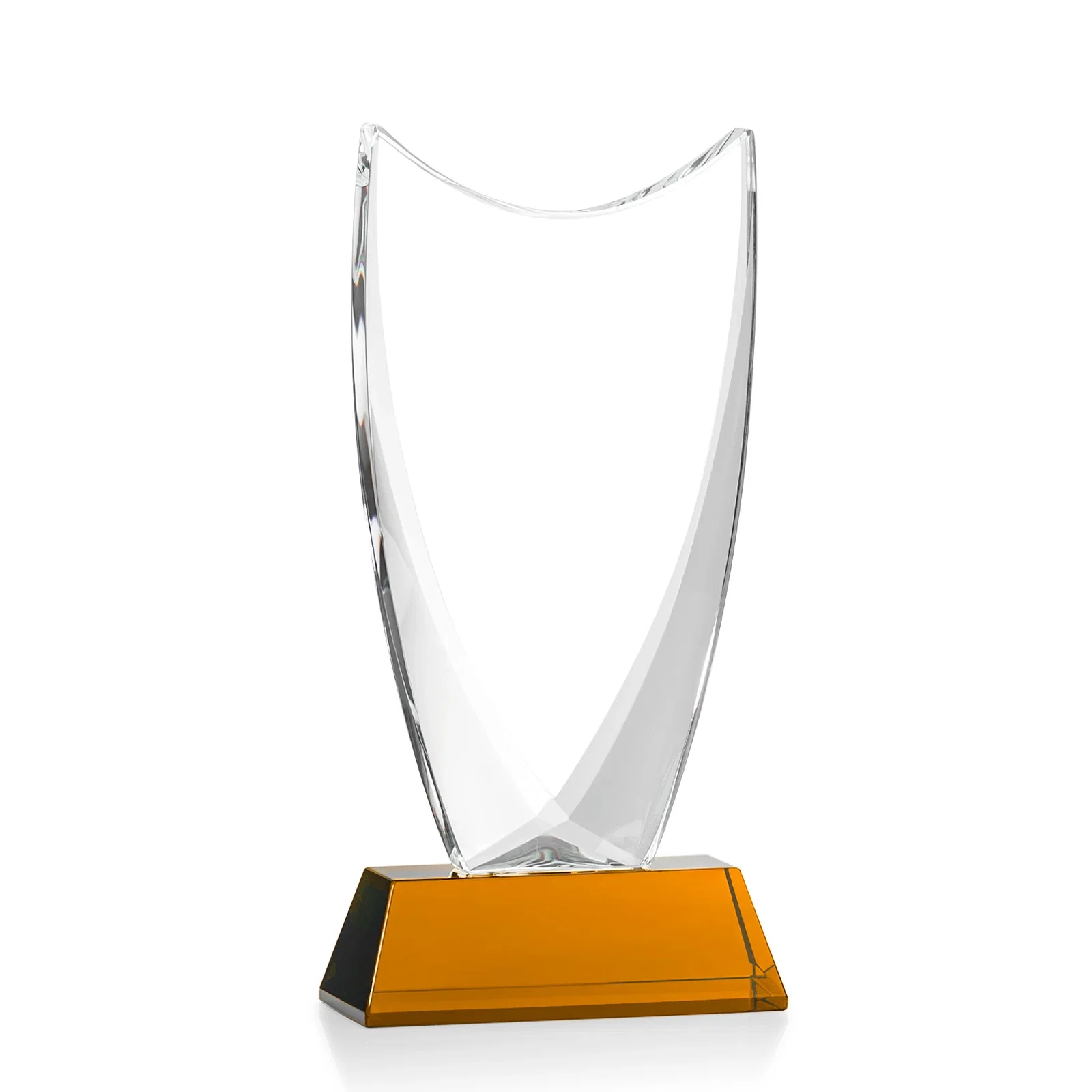 Custom engraved Optical Crystal Upright Award With Tapered Concave Top, awards for safety achievement programs