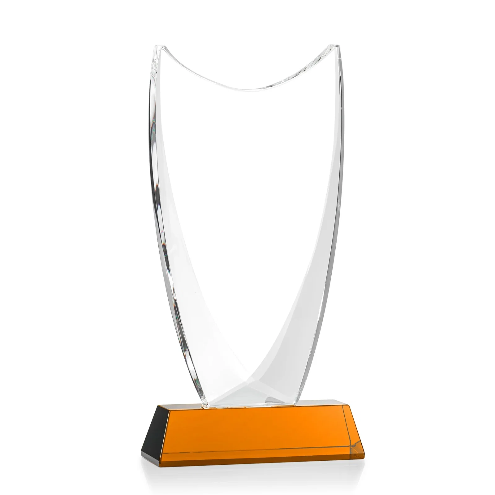 Custom engraved Optical Crystal Upright Award With Tapered Concave Top, awards for volunteer appreciation
