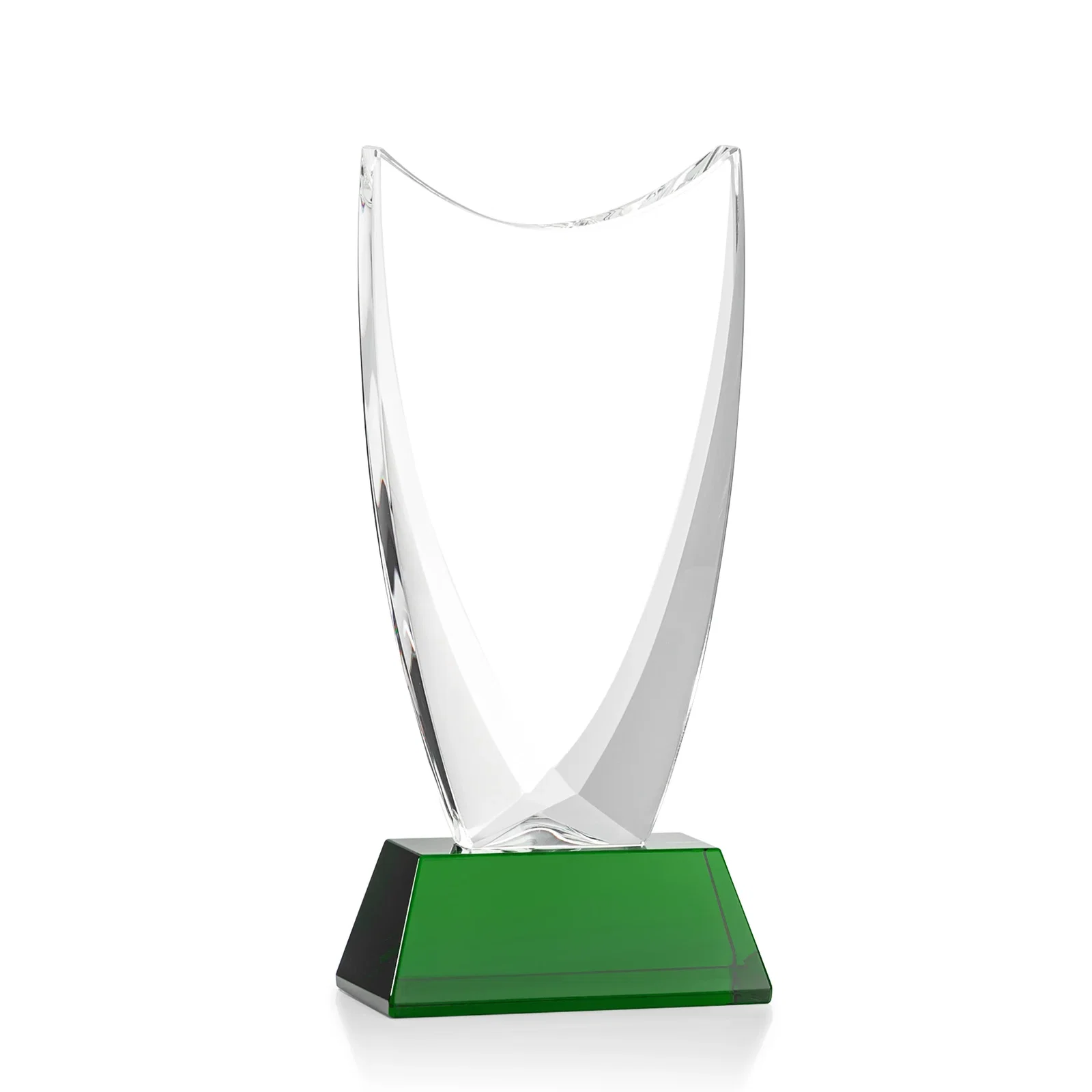 Custom engraved Optical Crystal Upright Award With Tapered Concave Top, awards for dealer and partner awards