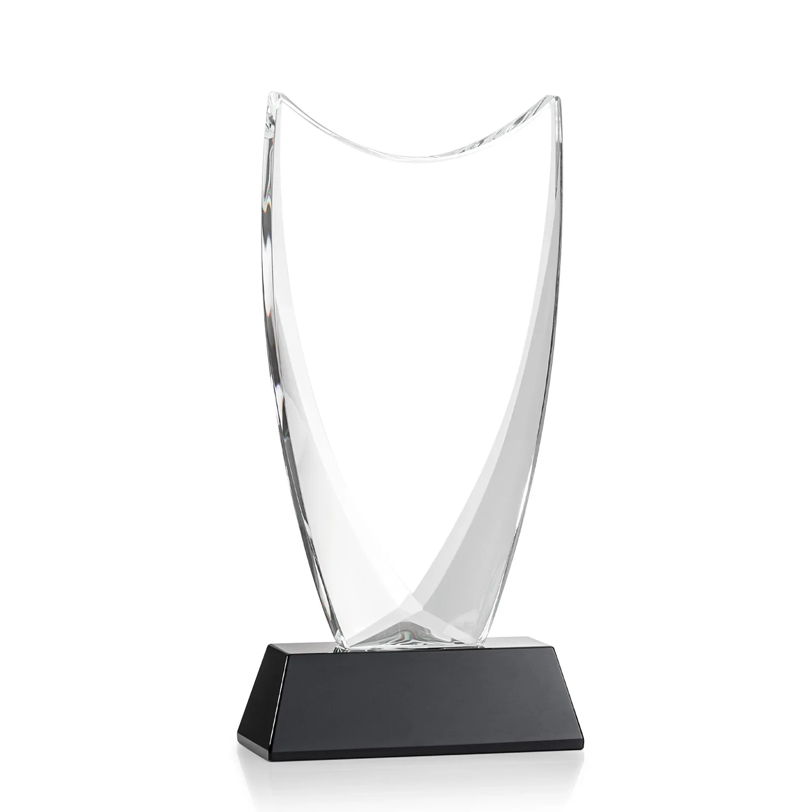 Custom Optical Crystal Upright Award With Tapered Concave Top, awards, with your logo for service anniversary gifts