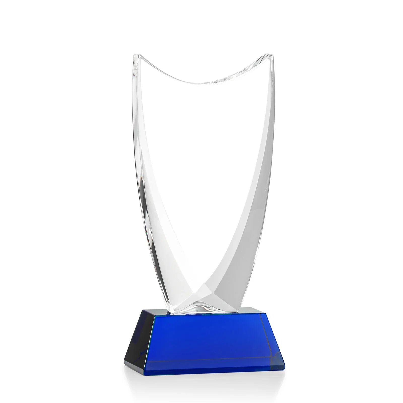 Custom Optical Crystal Upright Award With Tapered Concave Top, awards, with your logo for retirement presentations