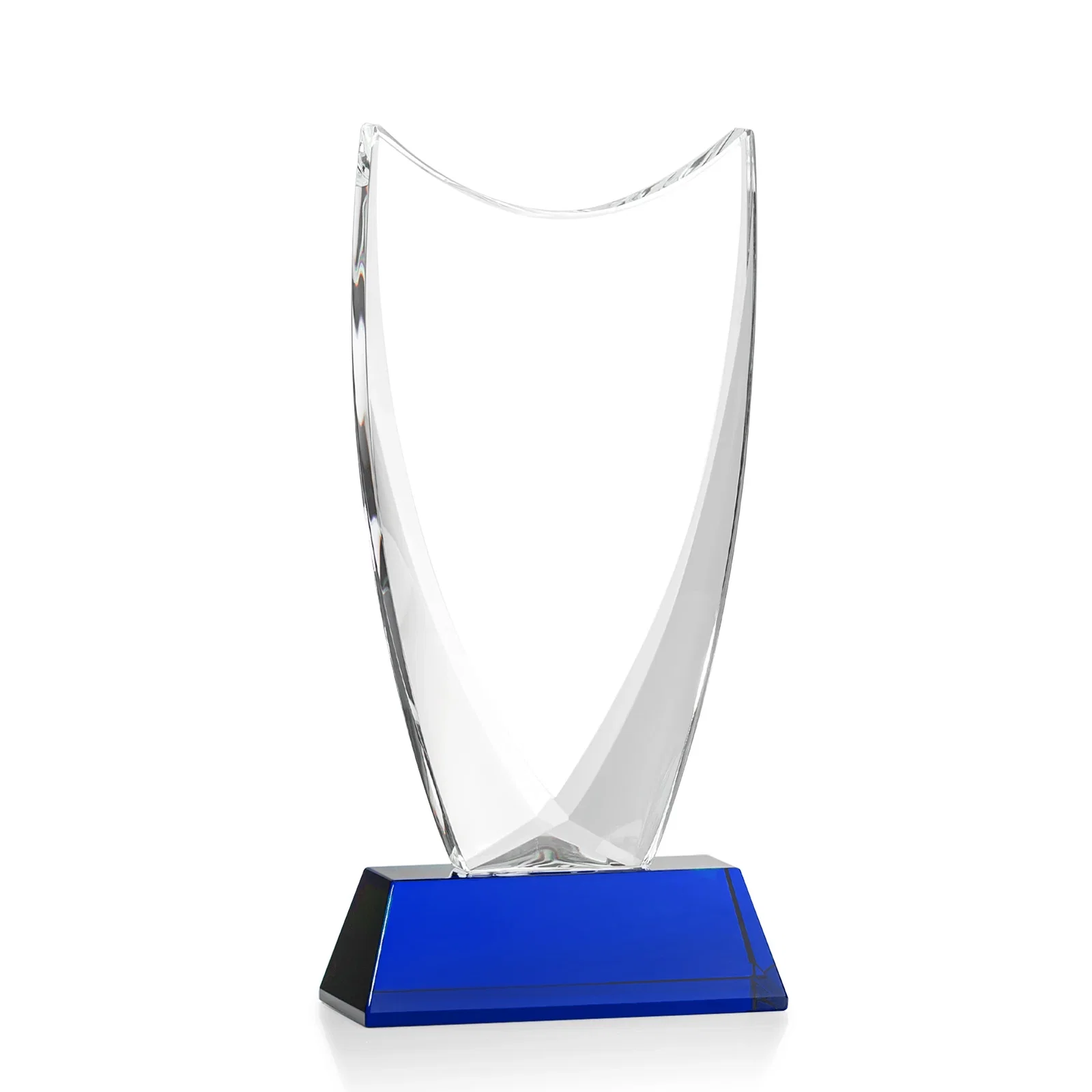 Custom Optical Crystal Upright Award With Tapered Concave Top, awards, with your logo for team milestone celebrations