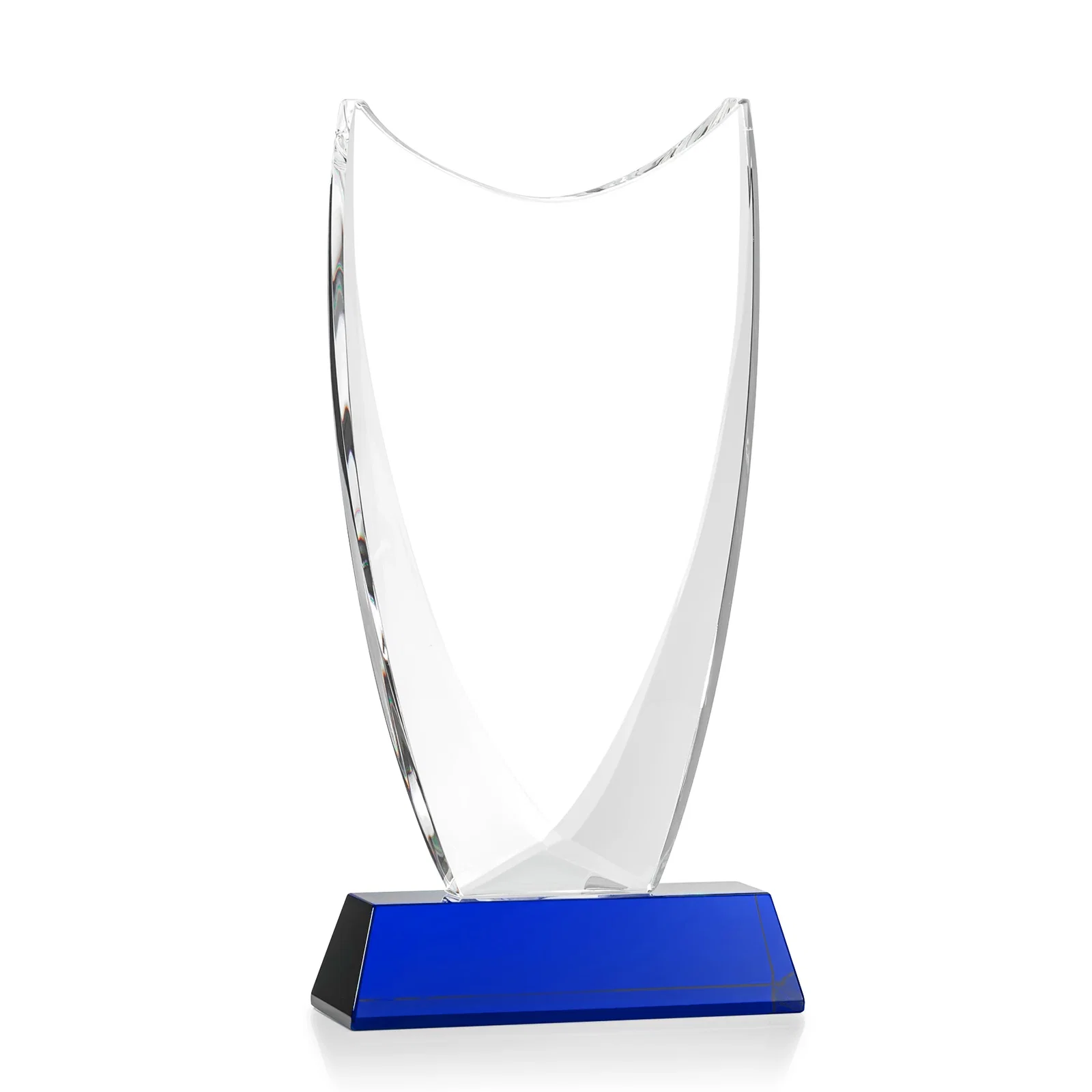 Custom Optical Crystal Upright Award With Tapered Concave Top, awards, with your logo for donor appreciation