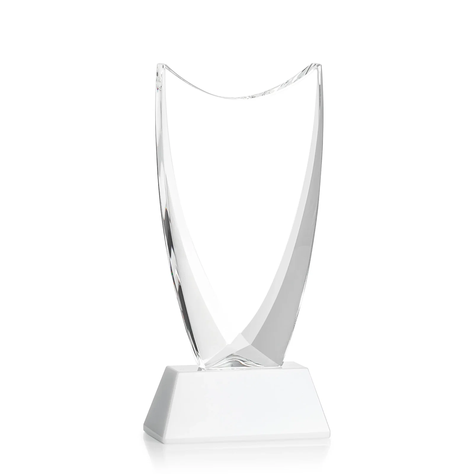 Personalized Optical Crystal Upright Award With Tapered Concave Top, awards, with your logo for corporate award ceremonies
