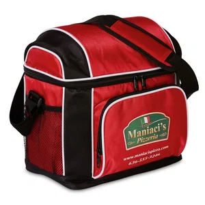 Day Tripper 14-Can Cooler with Mesh Pockets, 12.41" x 13" x 7.69" Polyester Jacquard, Embroidered