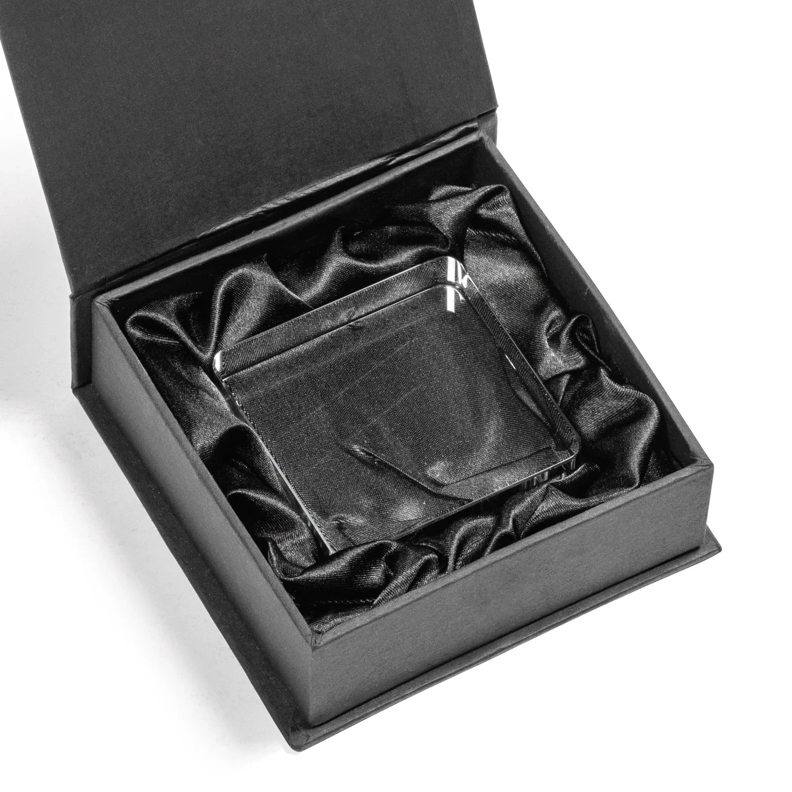 Custom Rounded-Corner Square Crystal Paperweight, 2.375" x 0.75", client appreciation gift for corporate award ceremonies
