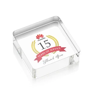 Rounded-Corner Square Crystal Paperweight, 2.375" x 0.75"