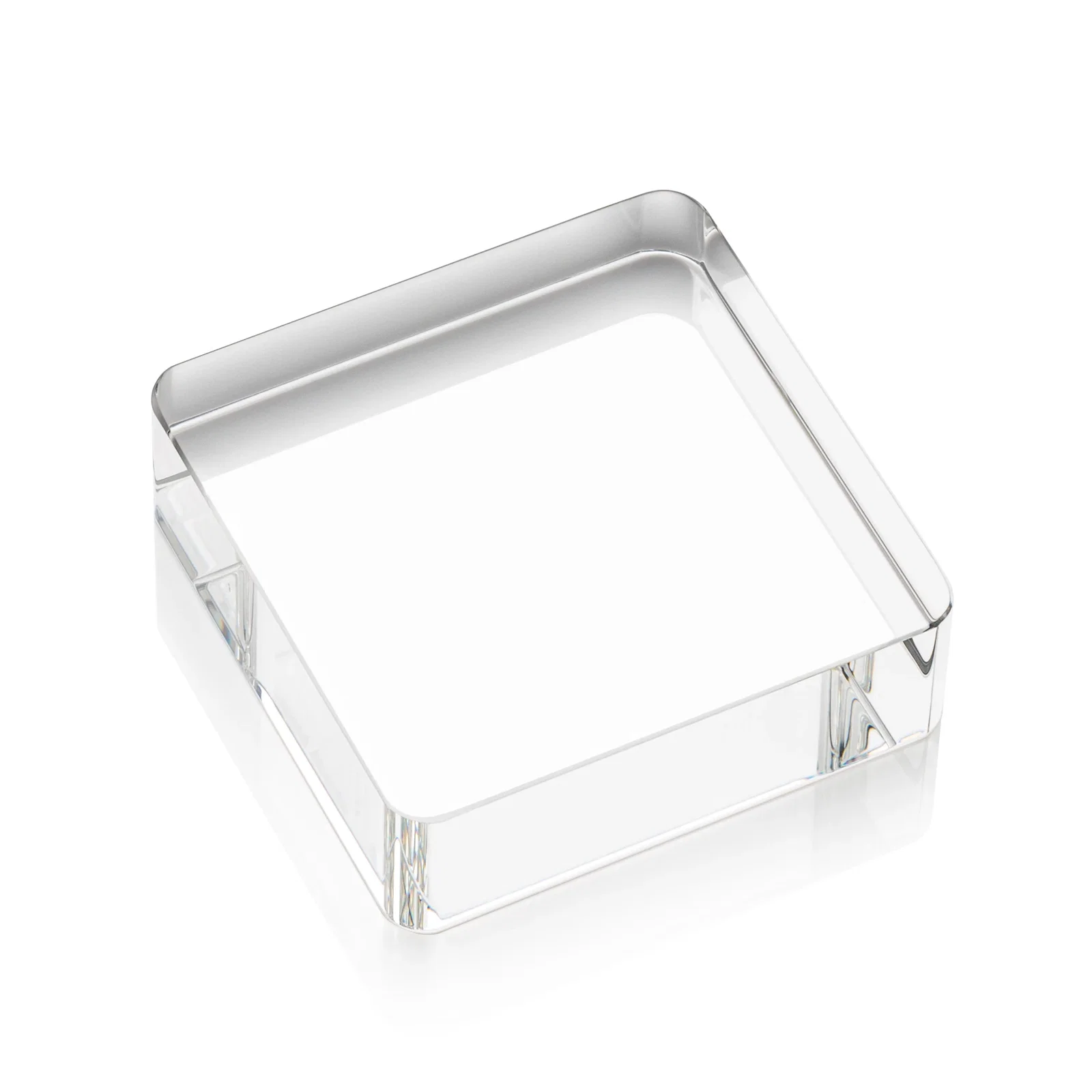 Custom Rounded-Corner Square Crystal Paperweight, 2.375" x 0.75", client appreciation gift for sales achievement awards