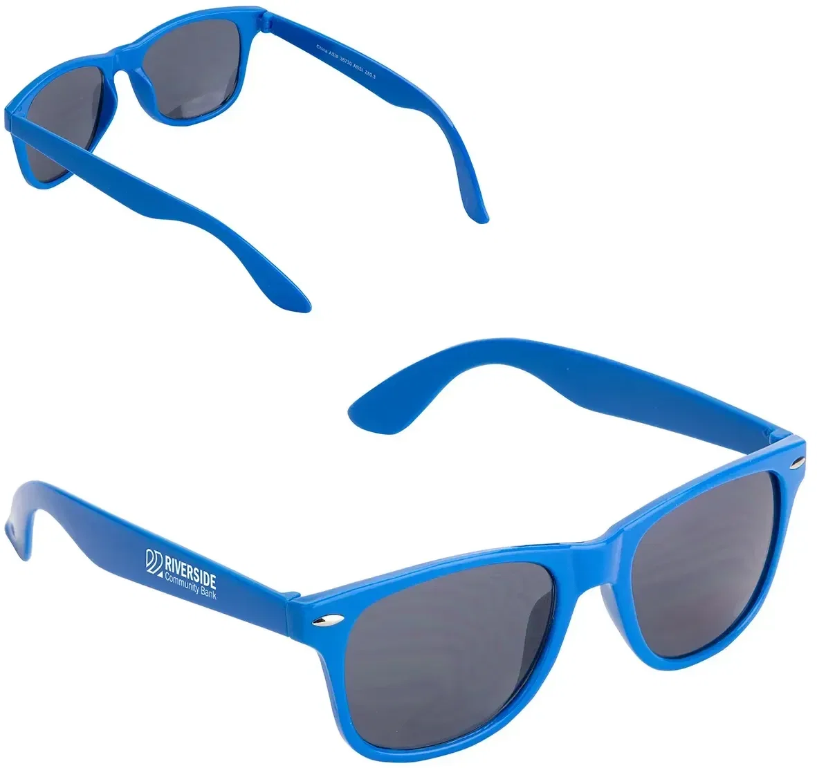 Custom Daytona sunglasses side profile showing branded temple imprint area