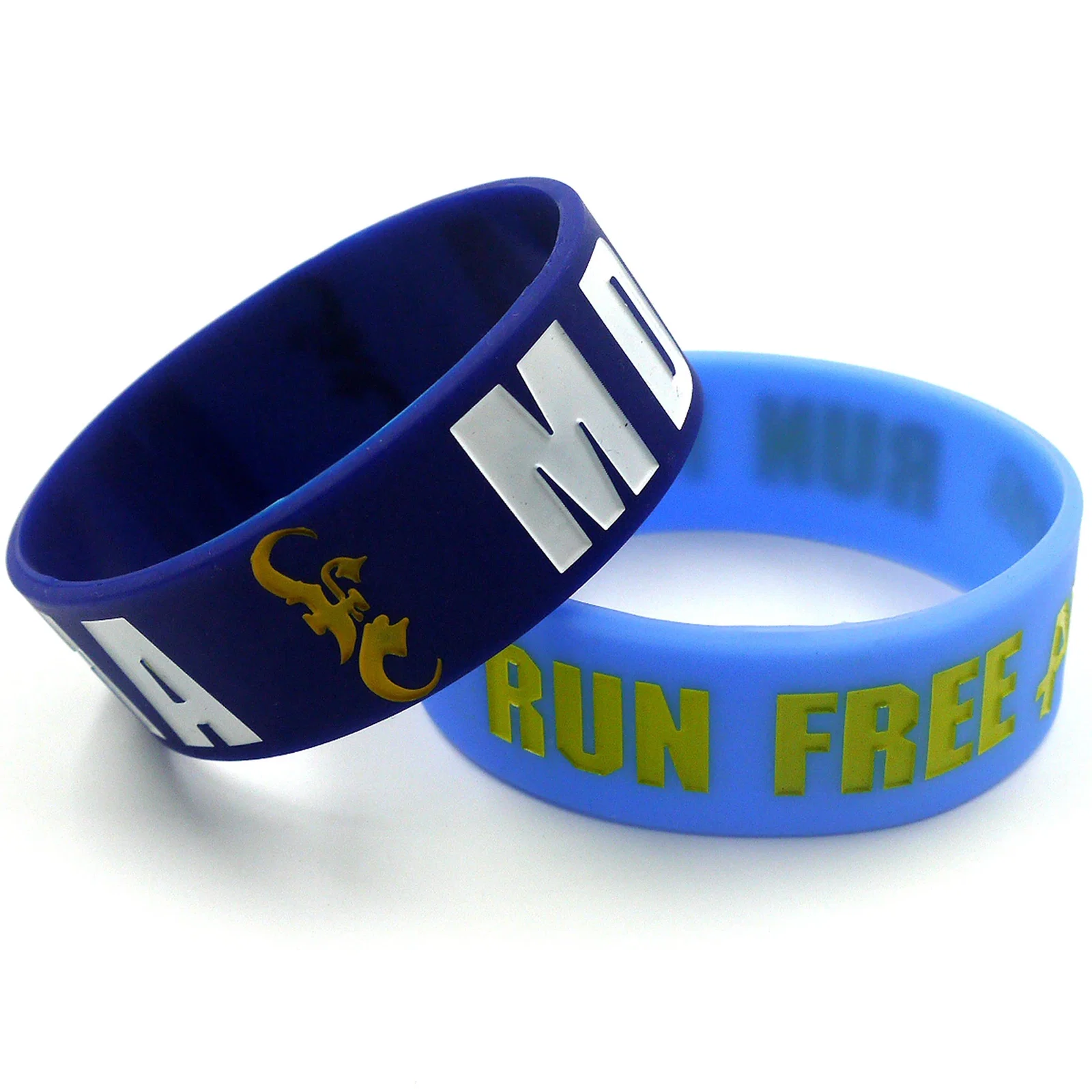 Debossed & Color Filled Silicone Bracelets: 12mm