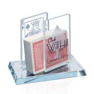 Jade Glass Deck Holder Award With Ace And King Panels