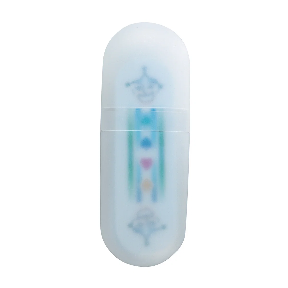 Angled view of the translucent holder and the cards it carries