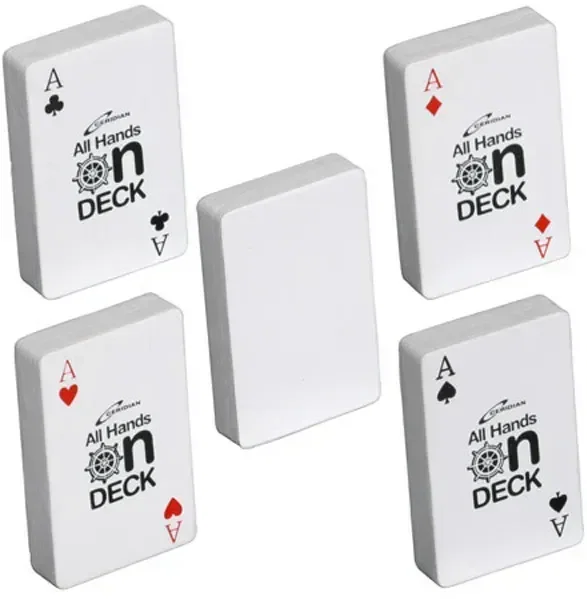 Custom deck of cards-shaped promotional stress reliever squeeze toy for branded casino giveaways