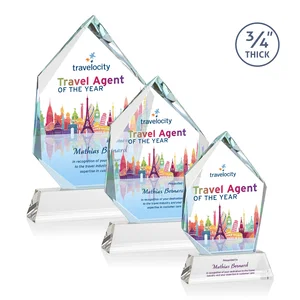 Starfire Crystal Award With Intersecting Bevels Across the Peak