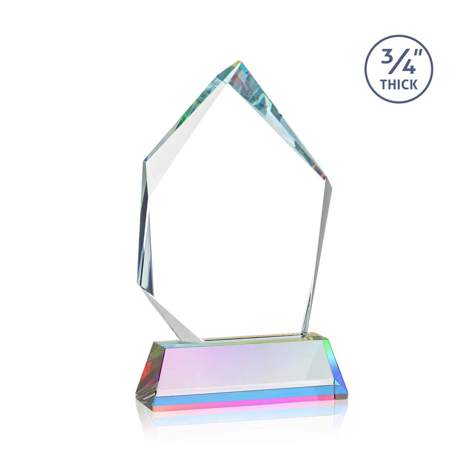 Personalized Starfire Crystal Award With Intersecting Bevels Across the Peak, awards, with your logo for employee recognition