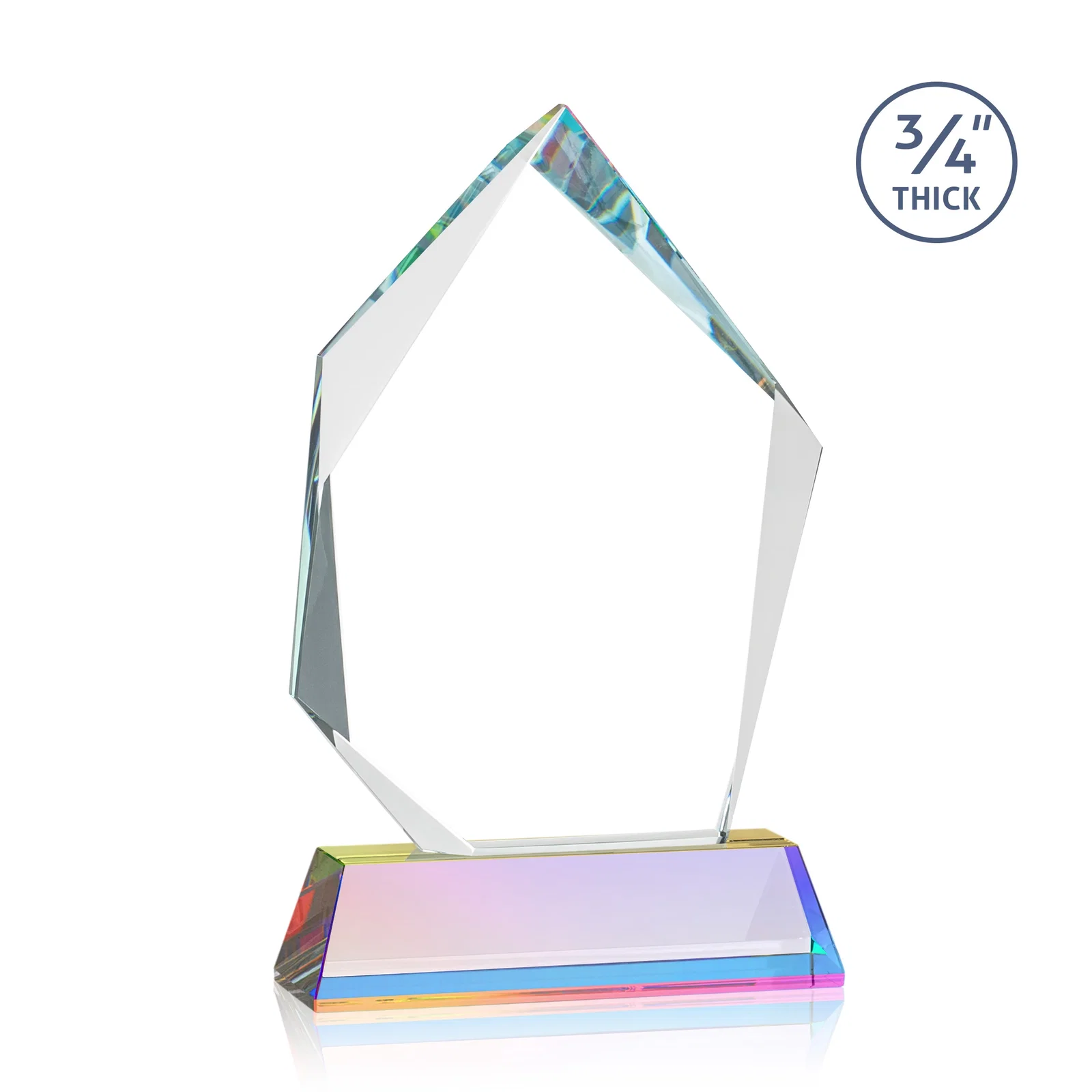 Personalized Starfire Crystal Award With Intersecting Bevels Across the Peak, awards, with your logo for corporate award ceremonies