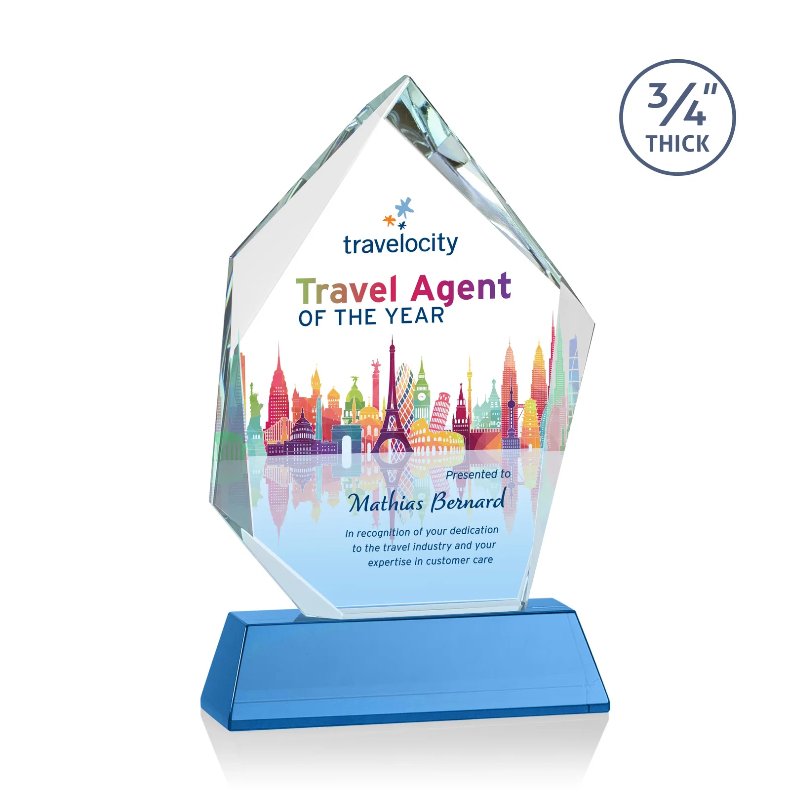 Promotional Starfire Crystal Award With Intersecting Bevels Across the Peak, awards for service anniversary gifts