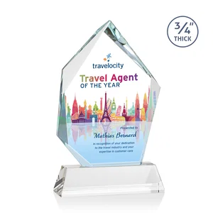 Starfire Crystal Award With Intersecting Bevels Across the Peak