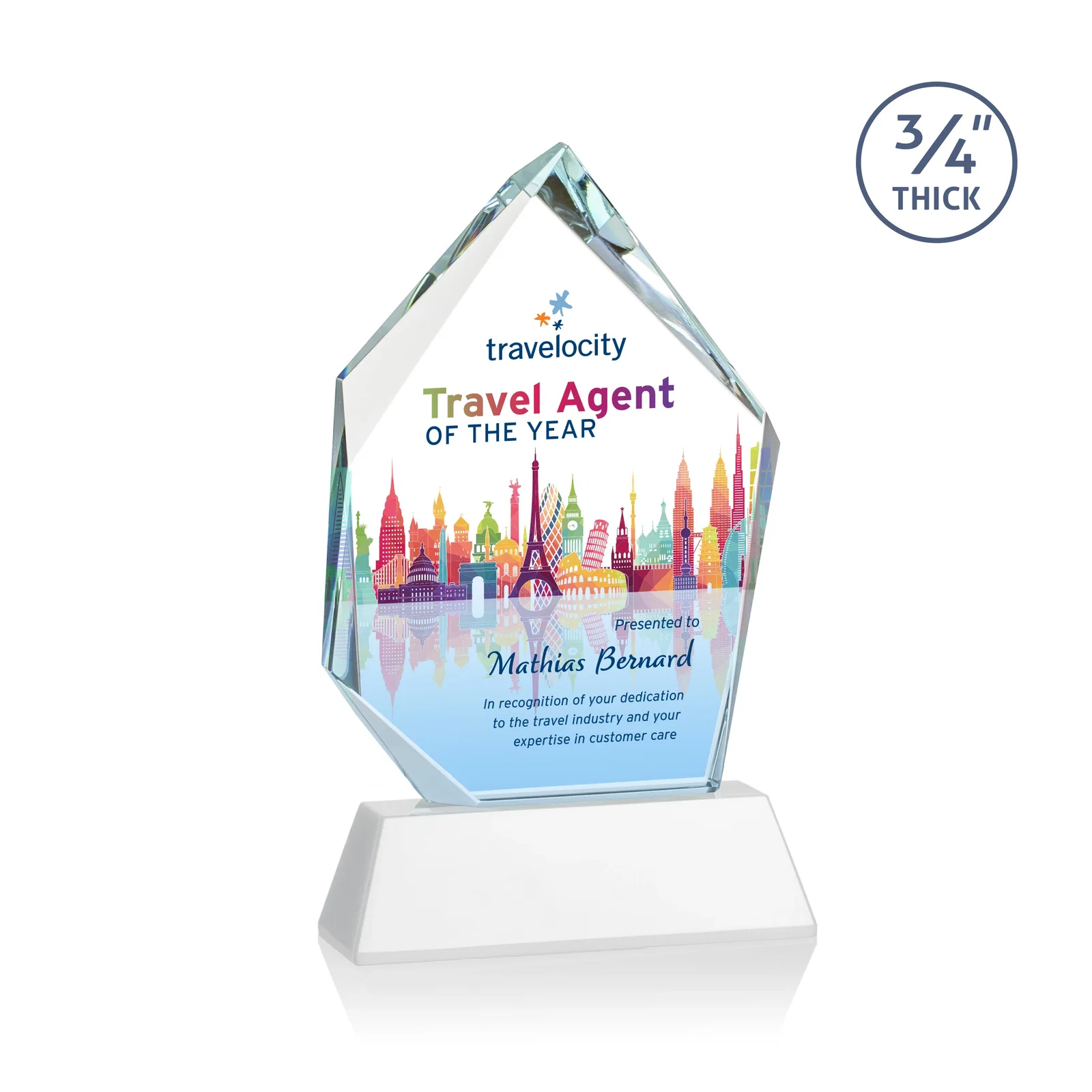 Promotional Starfire Crystal Award With Intersecting Bevels Across the Peak, awards for team milestone celebrations