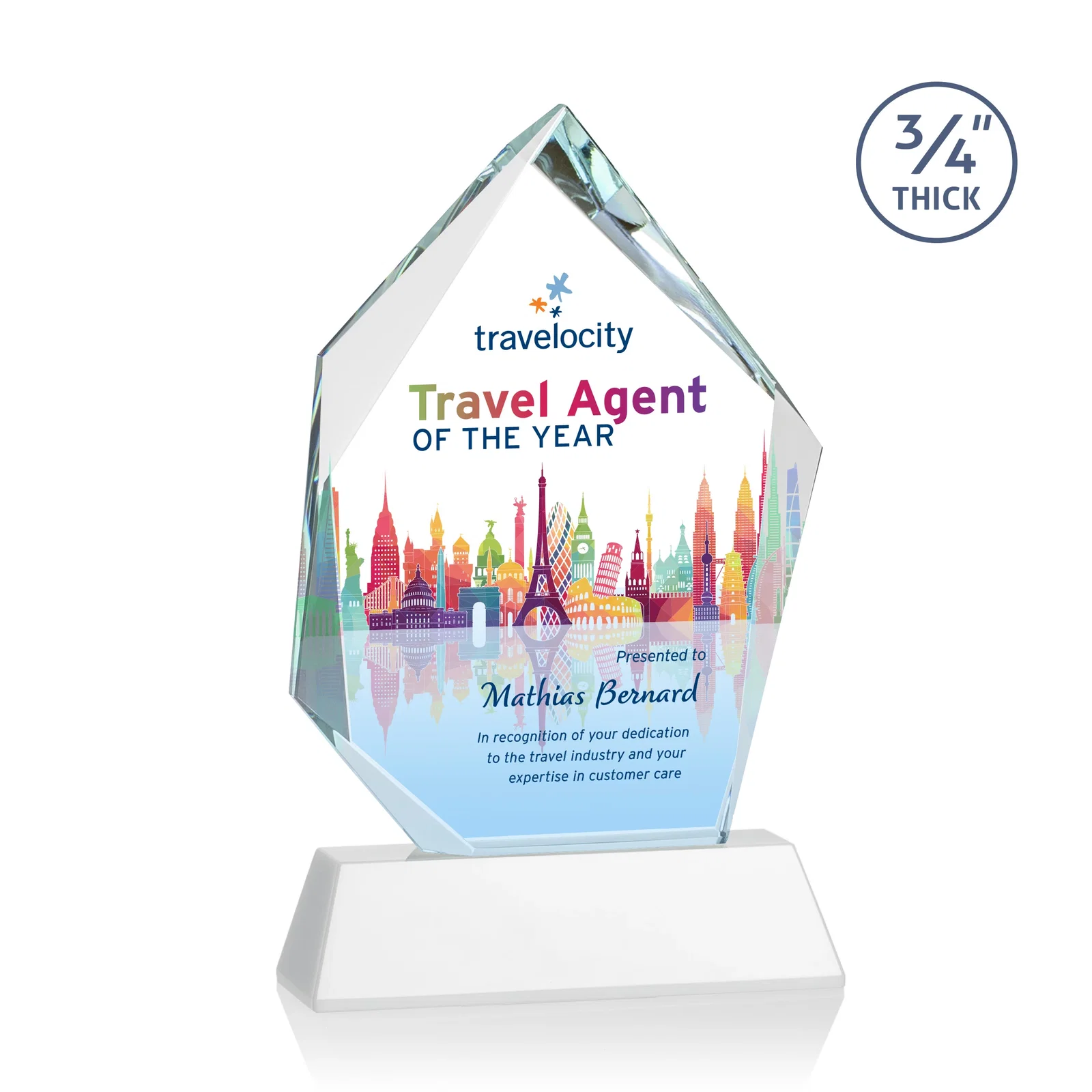 Promotional Starfire Crystal Award With Intersecting Bevels Across the Peak, awards for donor appreciation
