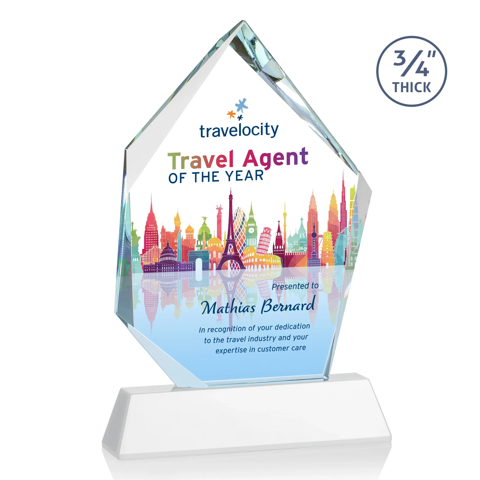 Promotional Starfire Crystal Award With Intersecting Bevels Across the Peak, awards for graduation ceremonies