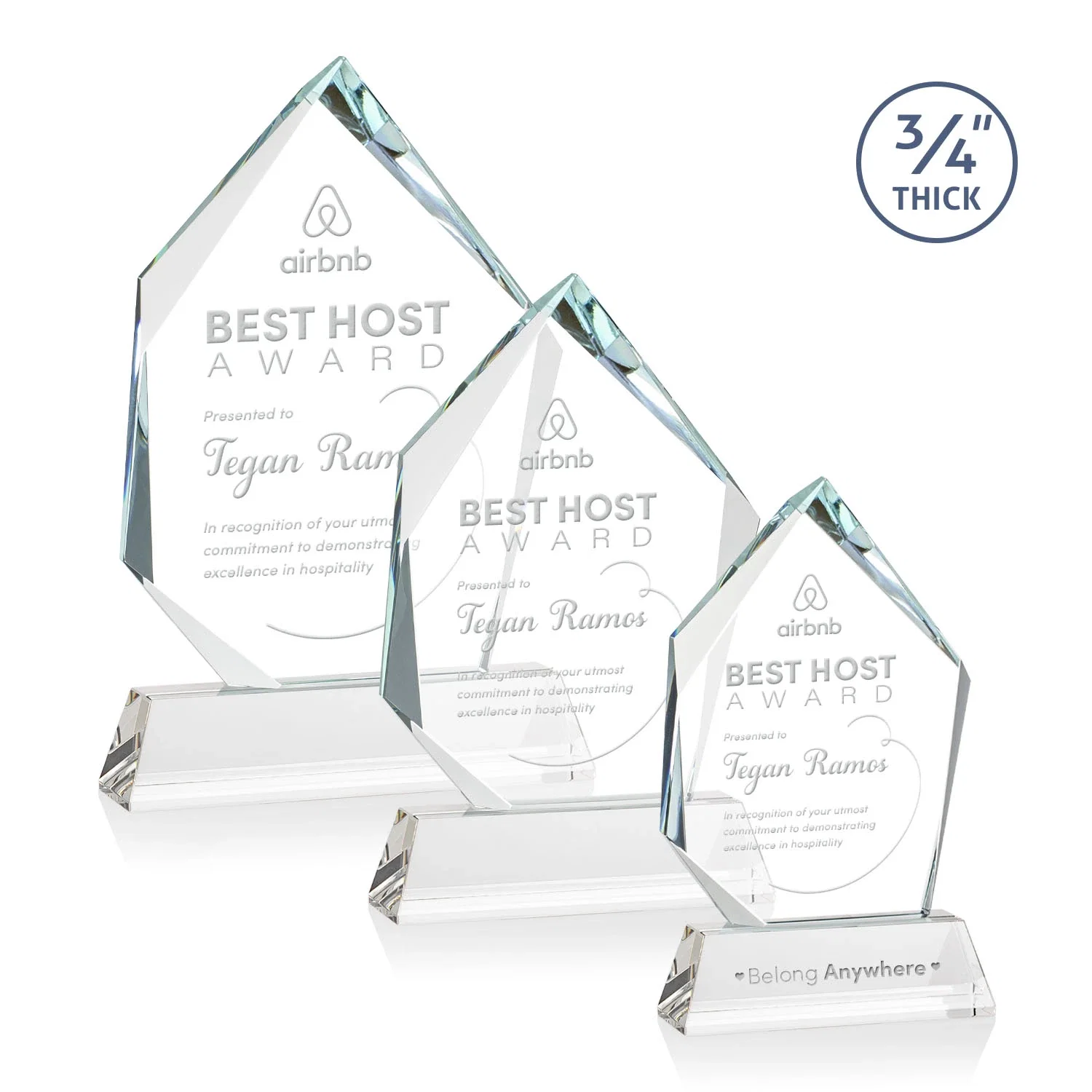 Promotional Starfire Crystal Award With Intersecting Bevels Across the Peak, awards for safety achievement programs