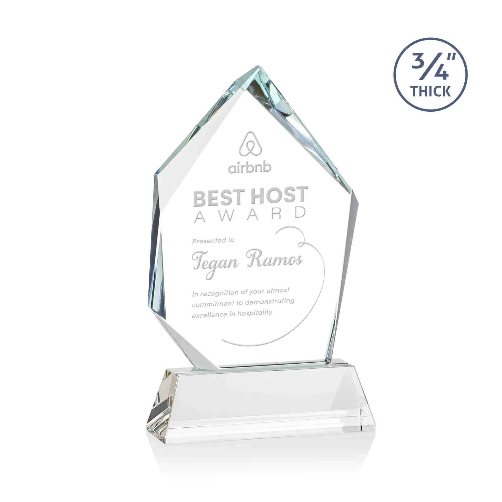 Promotional Starfire Crystal Award With Intersecting Bevels Across the Peak, awards for volunteer appreciation