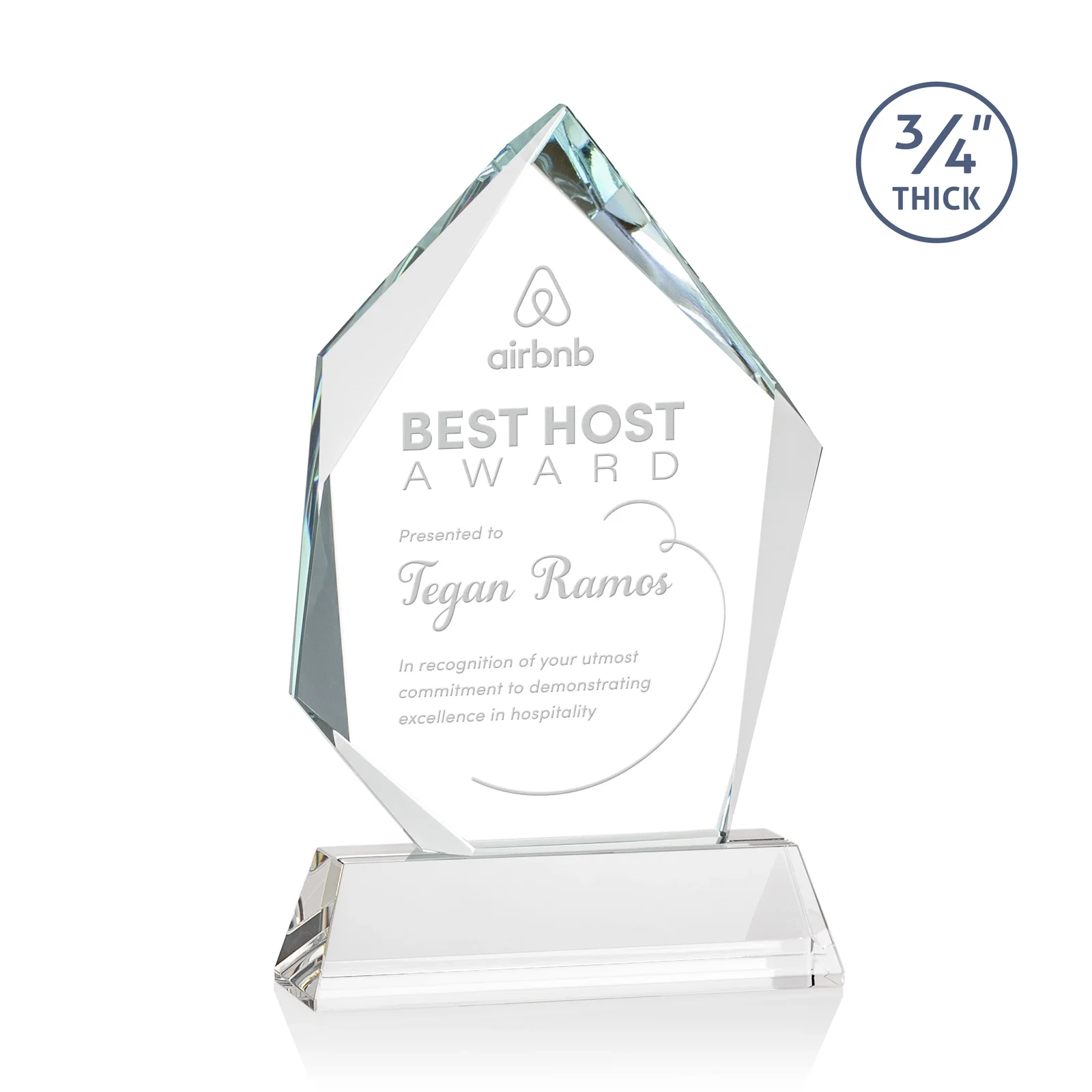 Promotional Starfire Crystal Award With Intersecting Bevels Across the Peak, awards for dealer and partner awards