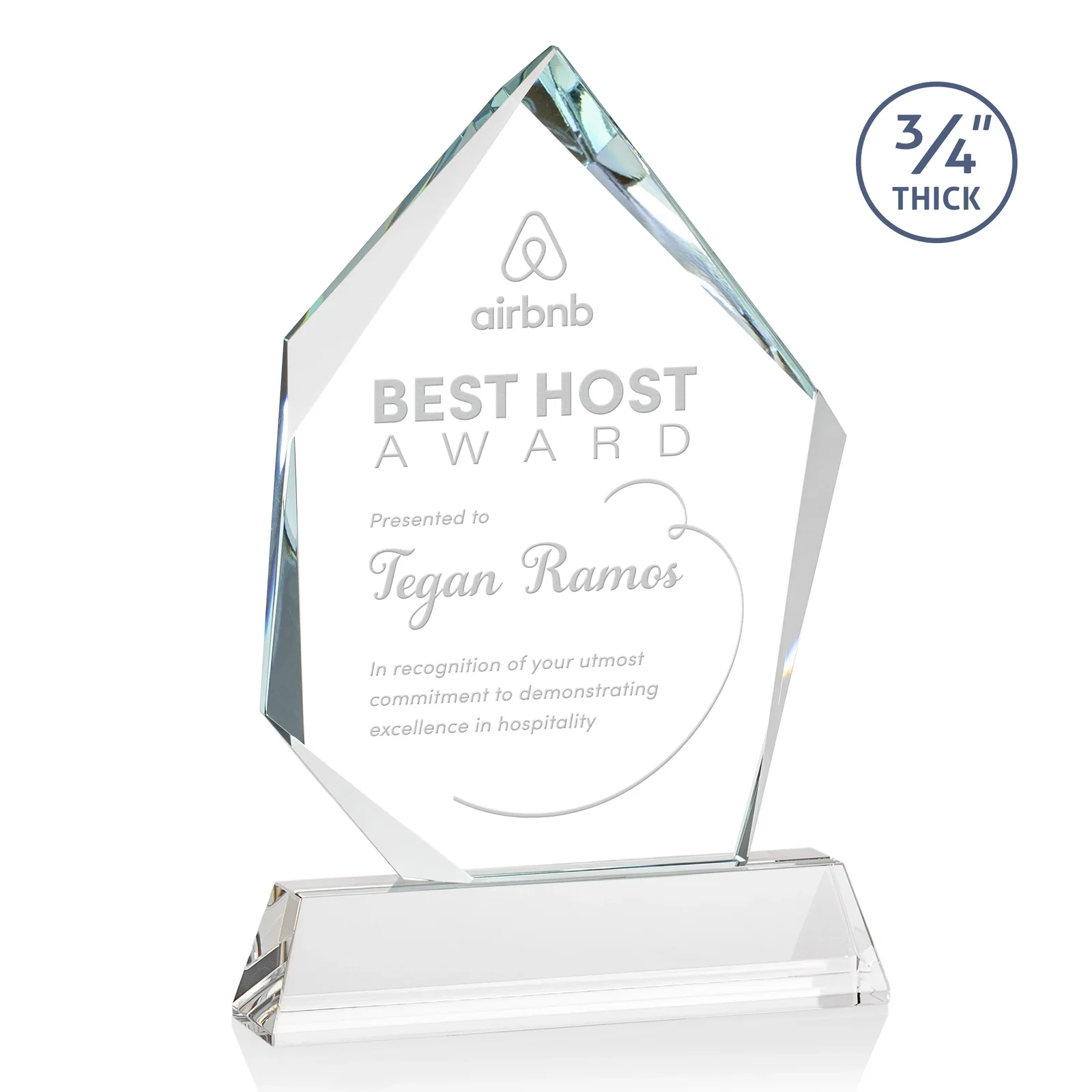 Promotional Starfire Crystal Award With Intersecting Bevels Across the Peak, awards for company anniversary events