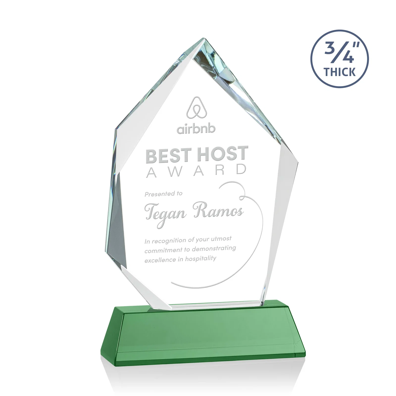 Branded Starfire Crystal Award With Intersecting Bevels Across the Peak, awards for donor appreciation