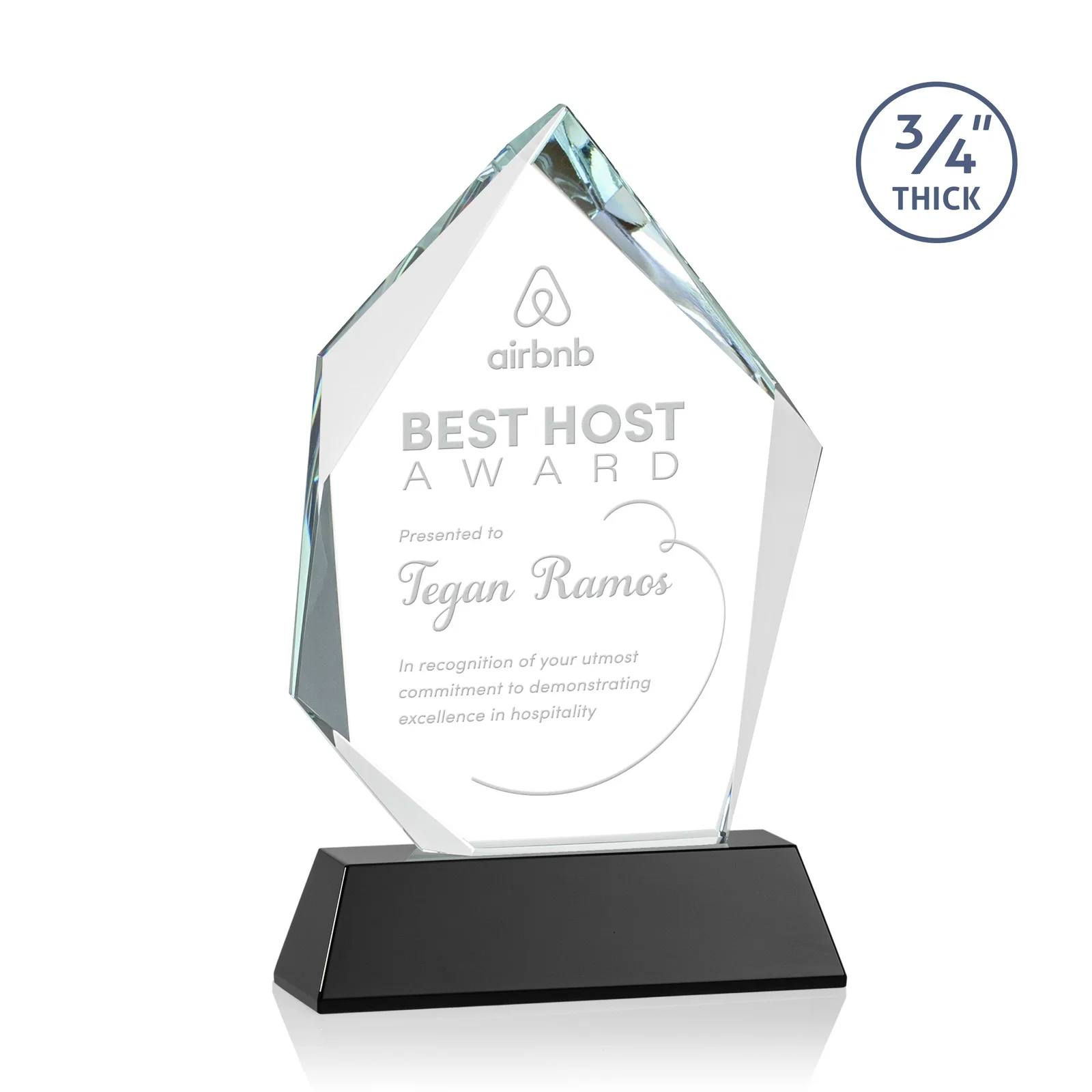 Branded Starfire Crystal Award With Intersecting Bevels Across the Peak, awards for dealer and partner awards