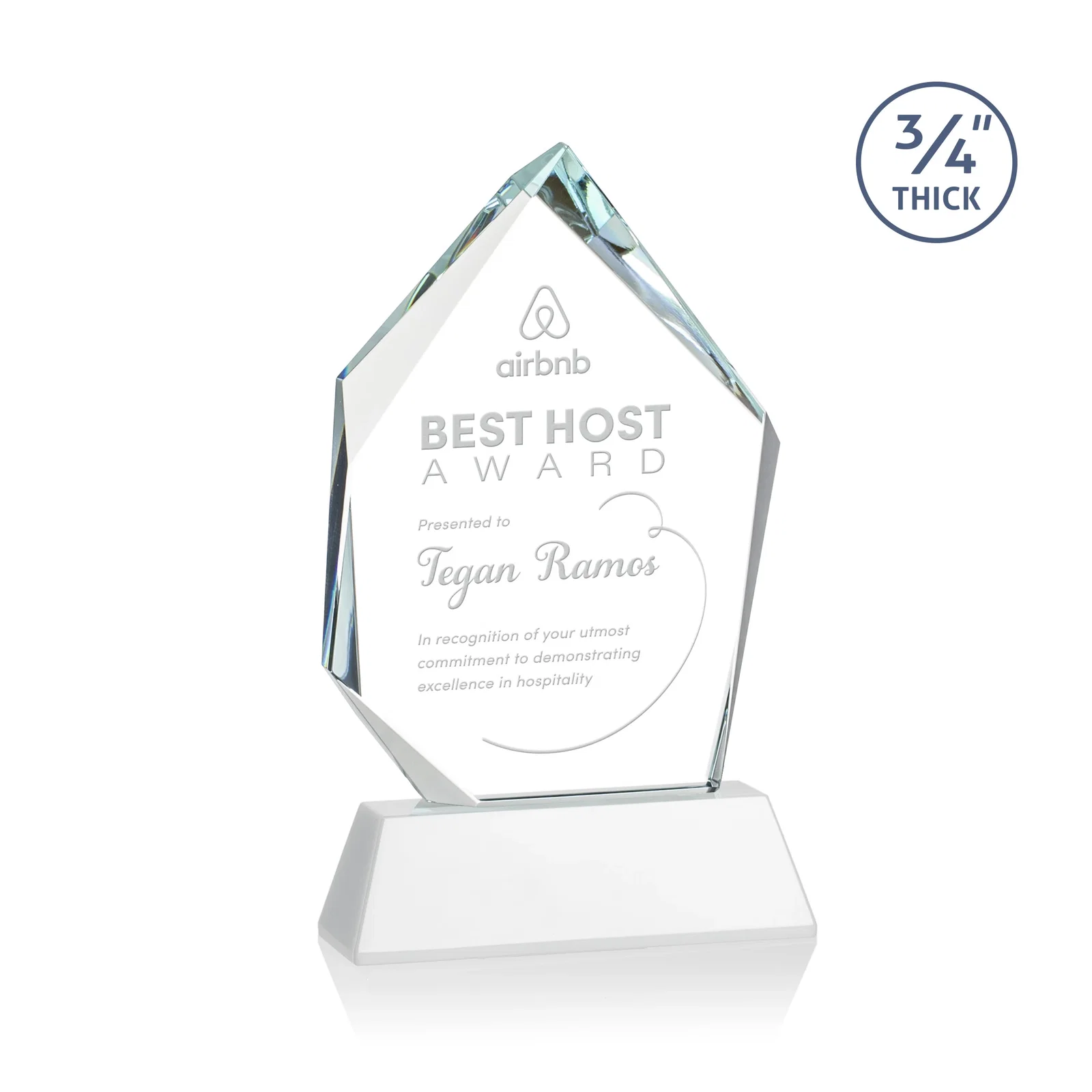 Customized Starfire Crystal Award With Intersecting Bevels Across the Peak, awards for corporate award ceremonies