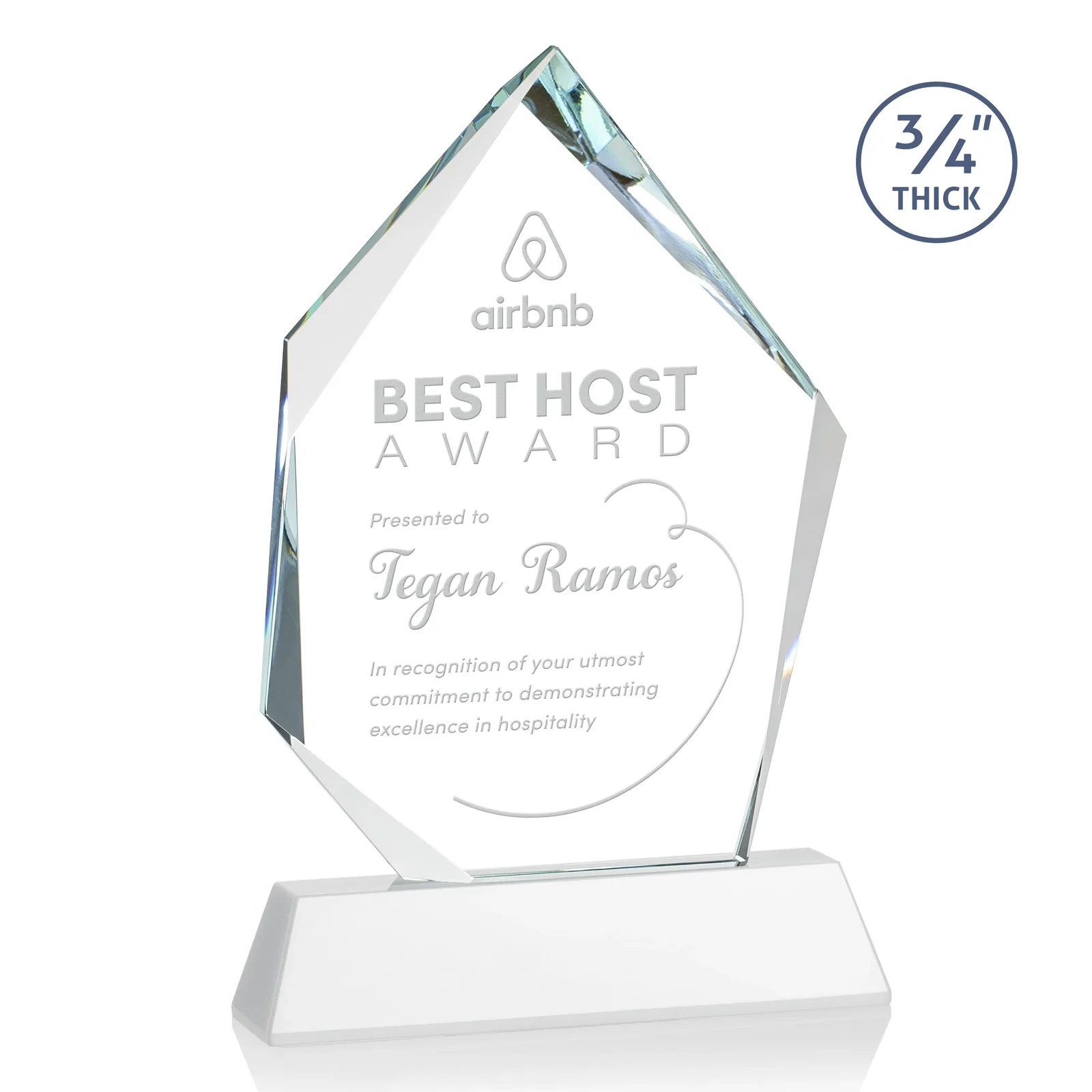 Customized Starfire Crystal Award With Intersecting Bevels Across the Peak, awards for sales achievement awards