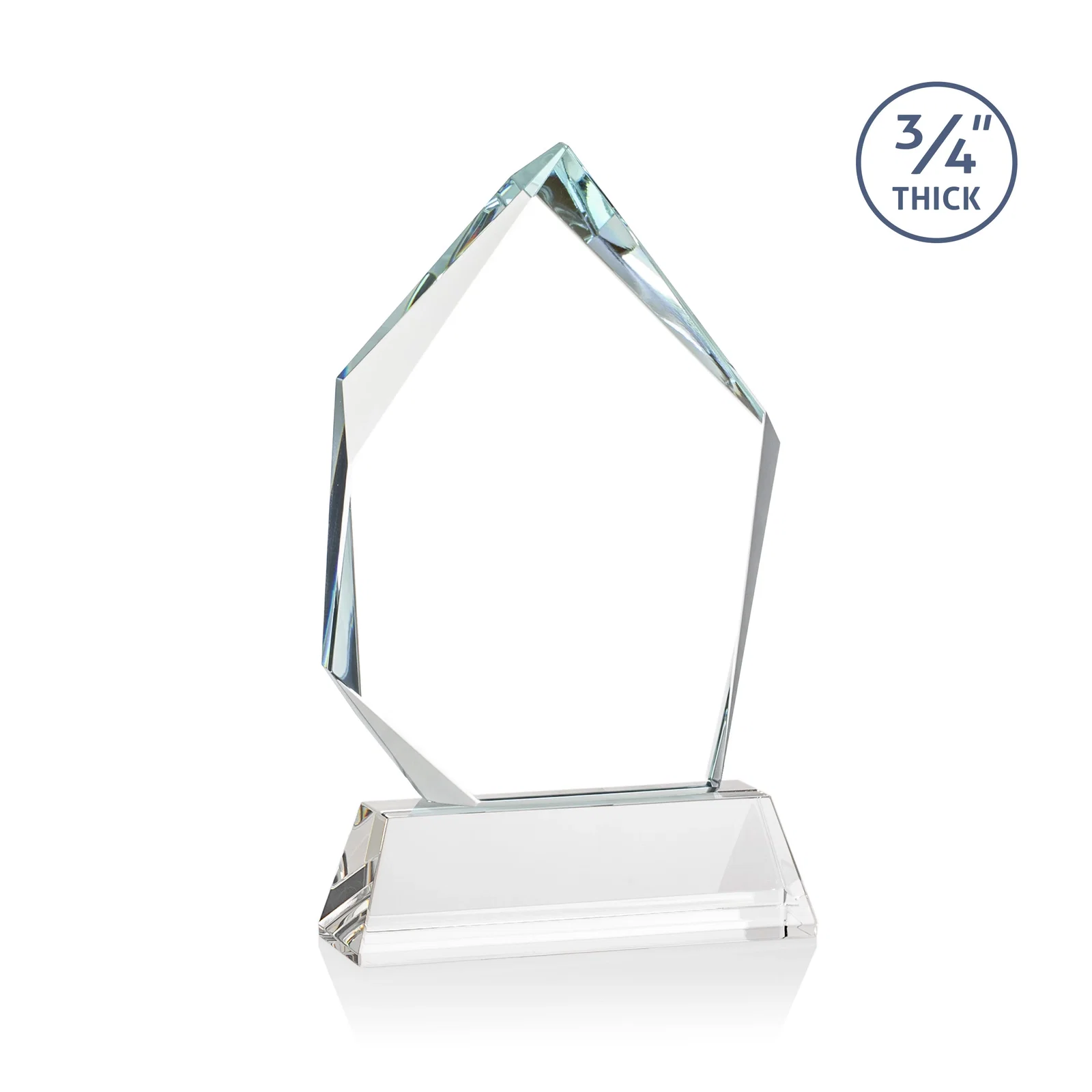 Custom engraved Starfire Crystal Award With Intersecting Bevels Across the Peak, awards for employee recognition