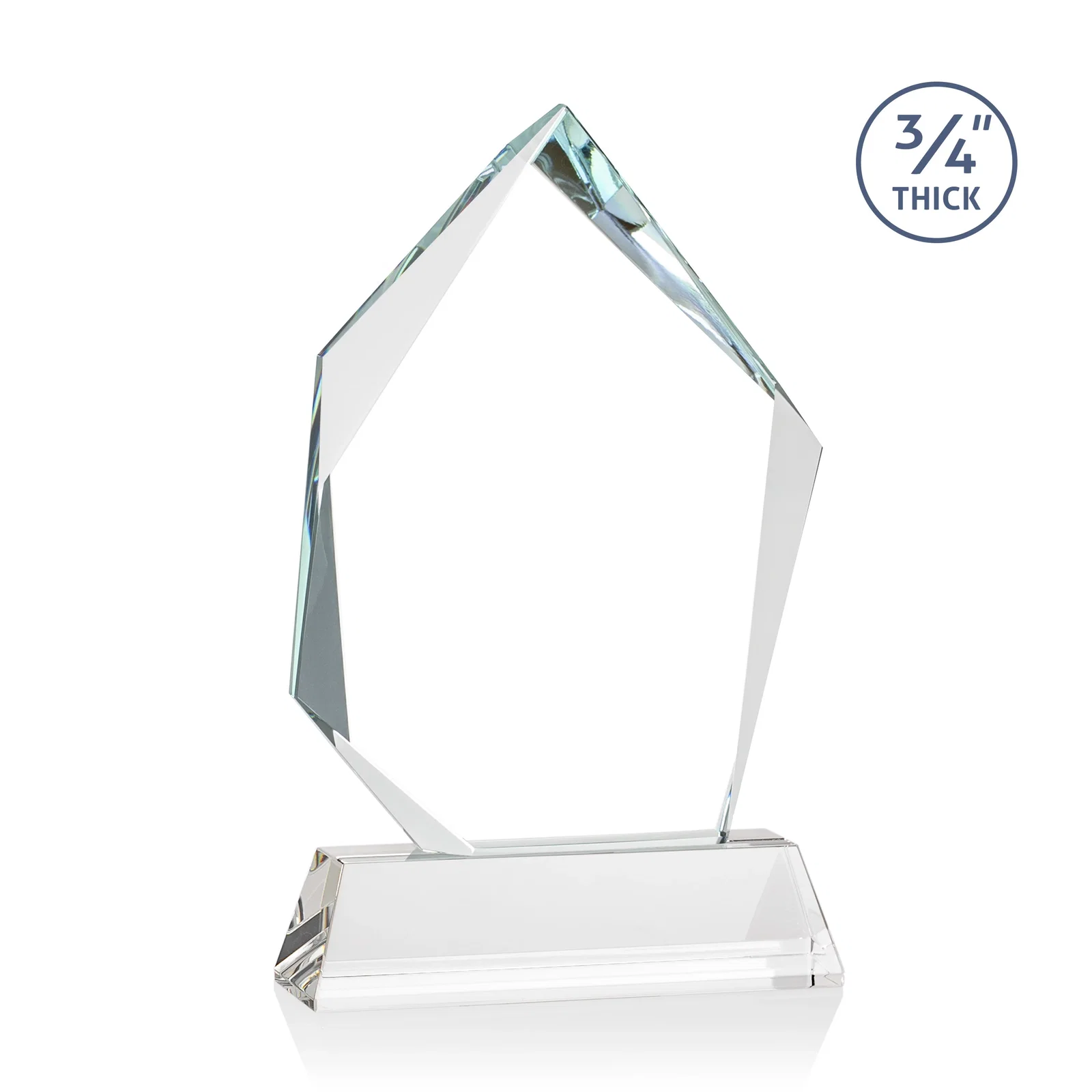 Custom engraved Starfire Crystal Award With Intersecting Bevels Across the Peak, awards for corporate award ceremonies