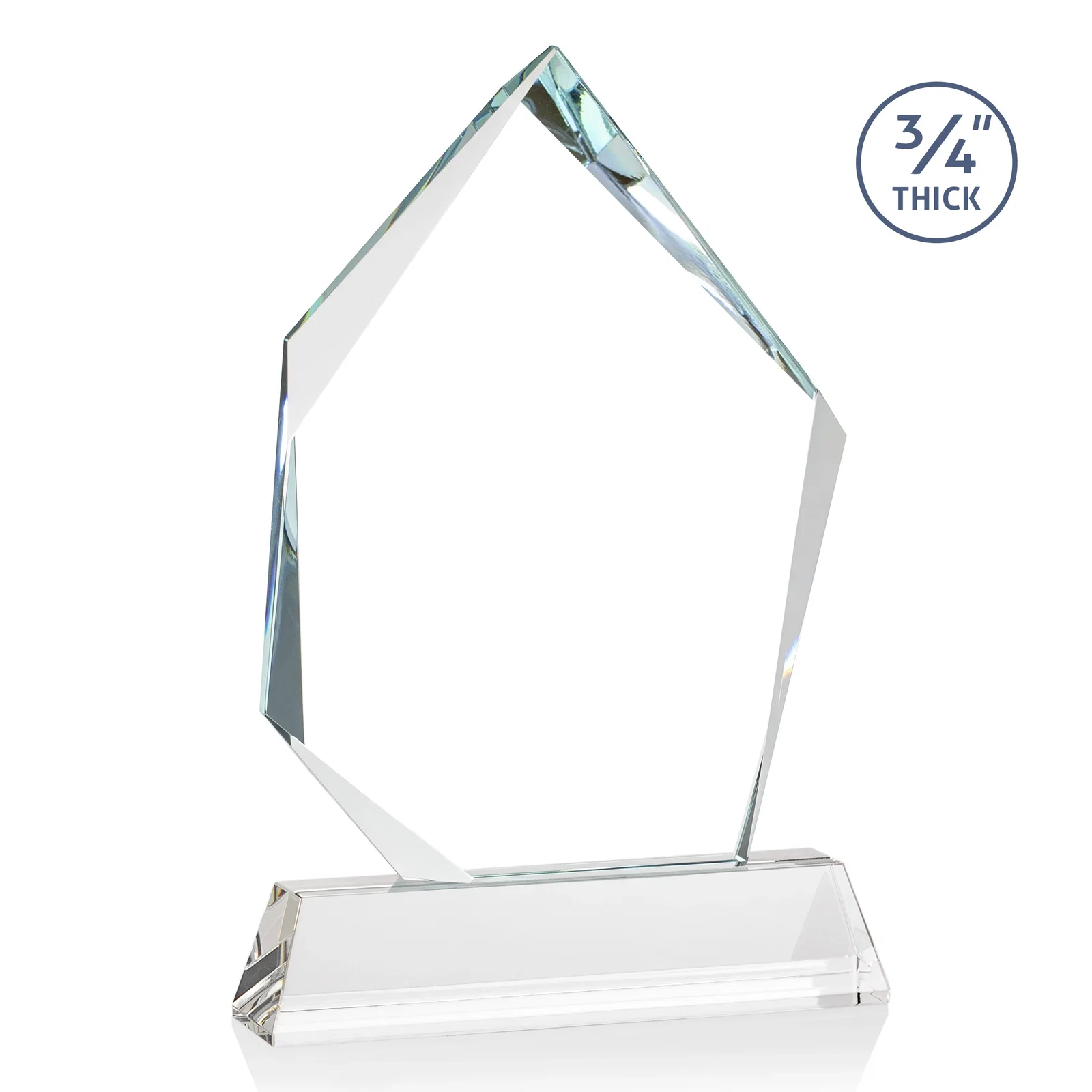 Custom engraved Starfire Crystal Award With Intersecting Bevels Across the Peak, awards for service anniversary gifts