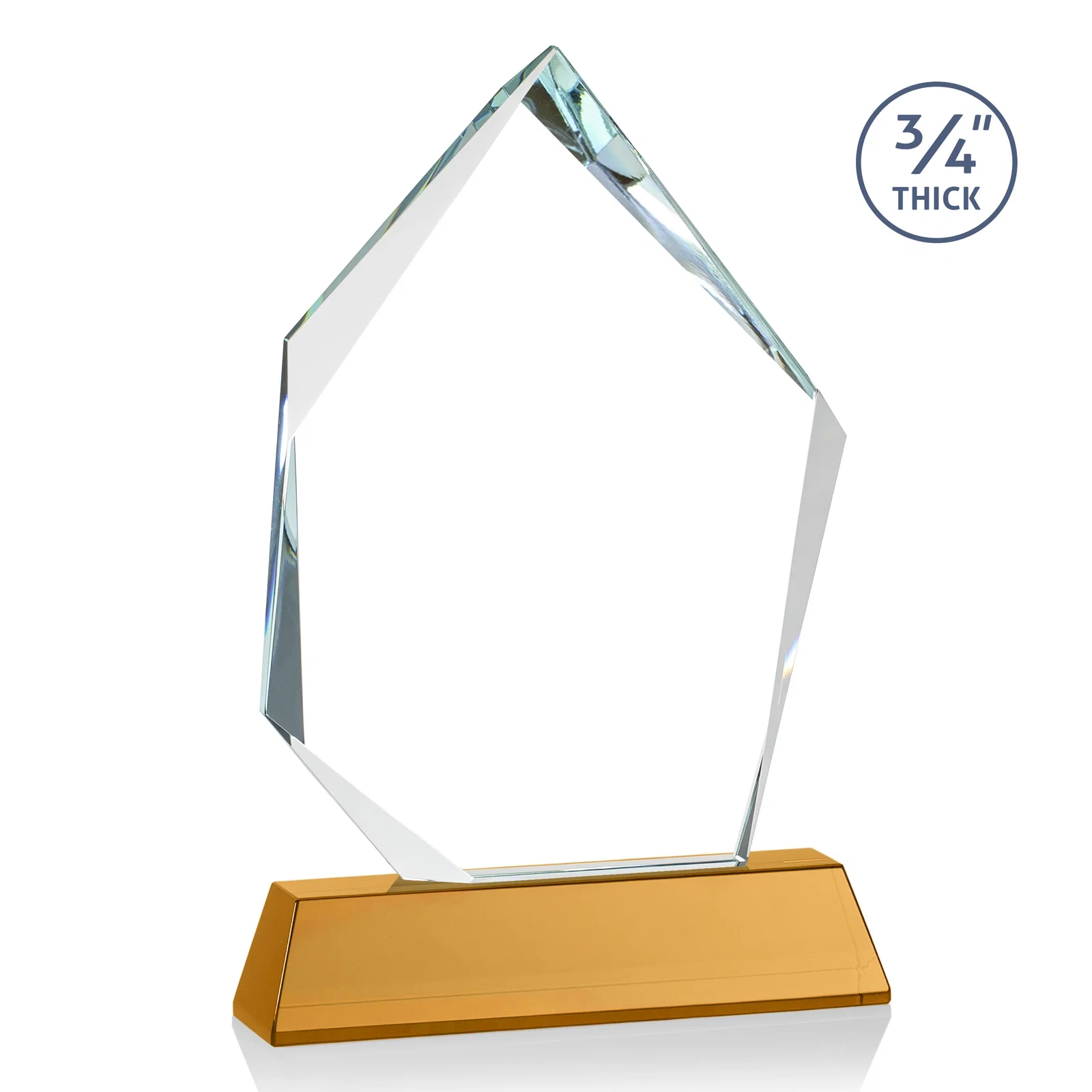 Custom engraved Starfire Crystal Award With Intersecting Bevels Across the Peak, awards for team milestone celebrations
