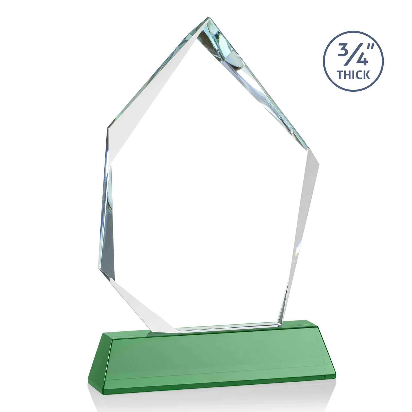 Custom engraved Starfire Crystal Award With Intersecting Bevels Across the Peak, awards for safety achievement programs