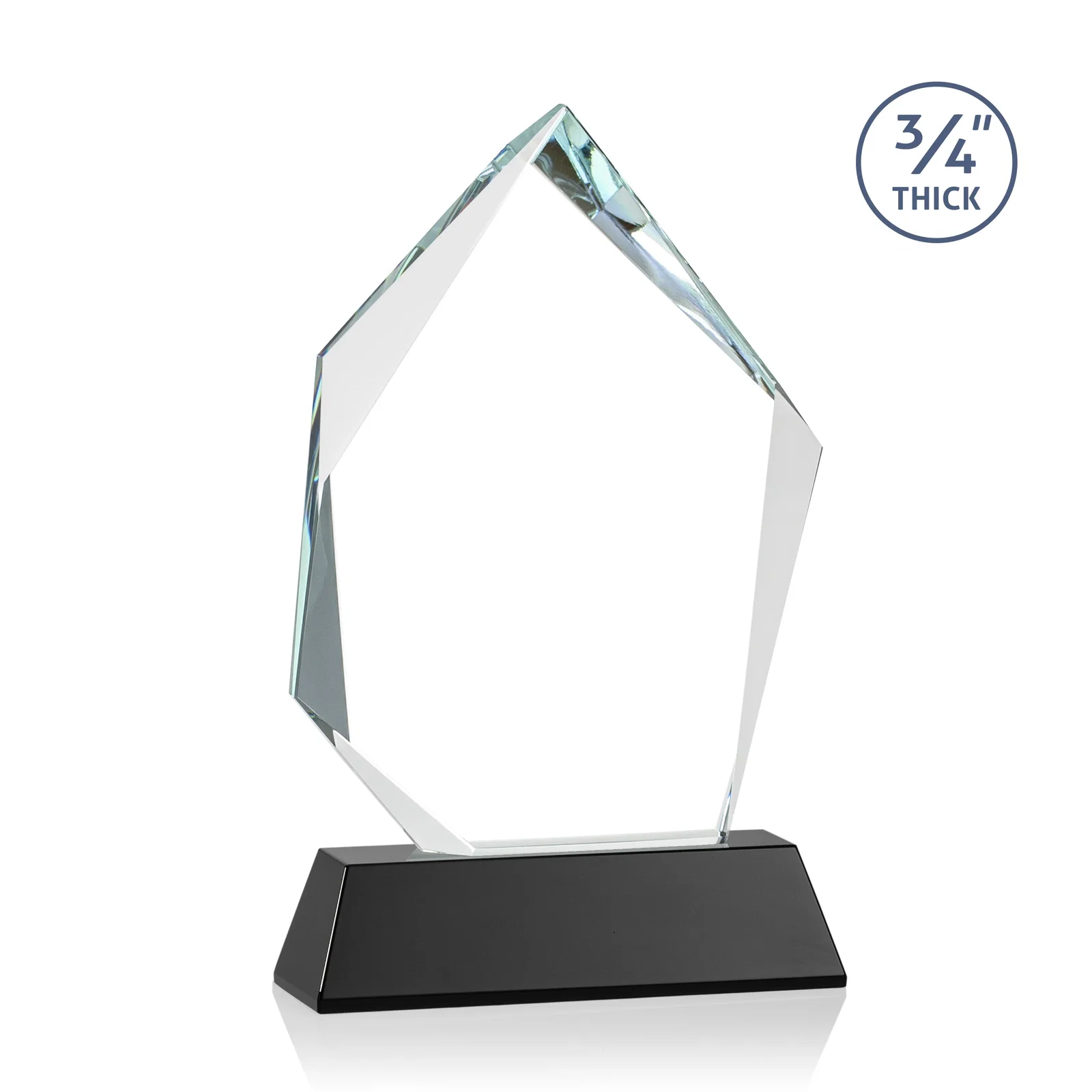Custom engraved Starfire Crystal Award With Intersecting Bevels Across the Peak, awards for dealer and partner awards