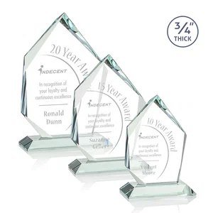 Jade Glass Ice Peak Award With Interchanging, Intersecting Bevels